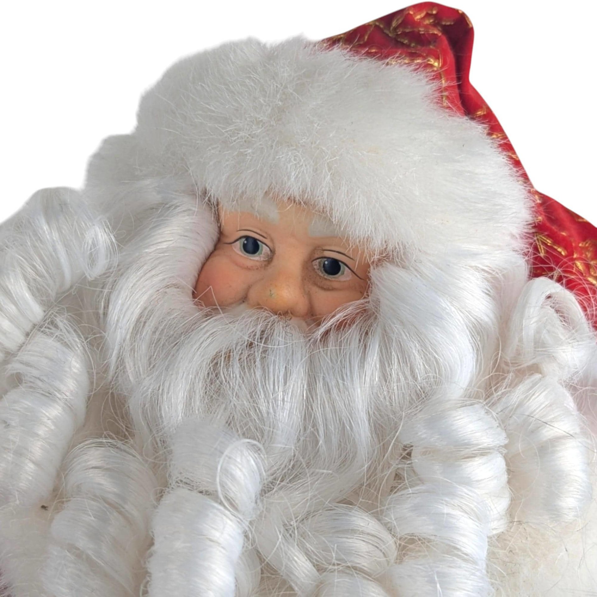 Vintage Santa with Bag and Bells Figure, 12", Christmas Decor, Holiday Collectible, Gift for Santa Collector