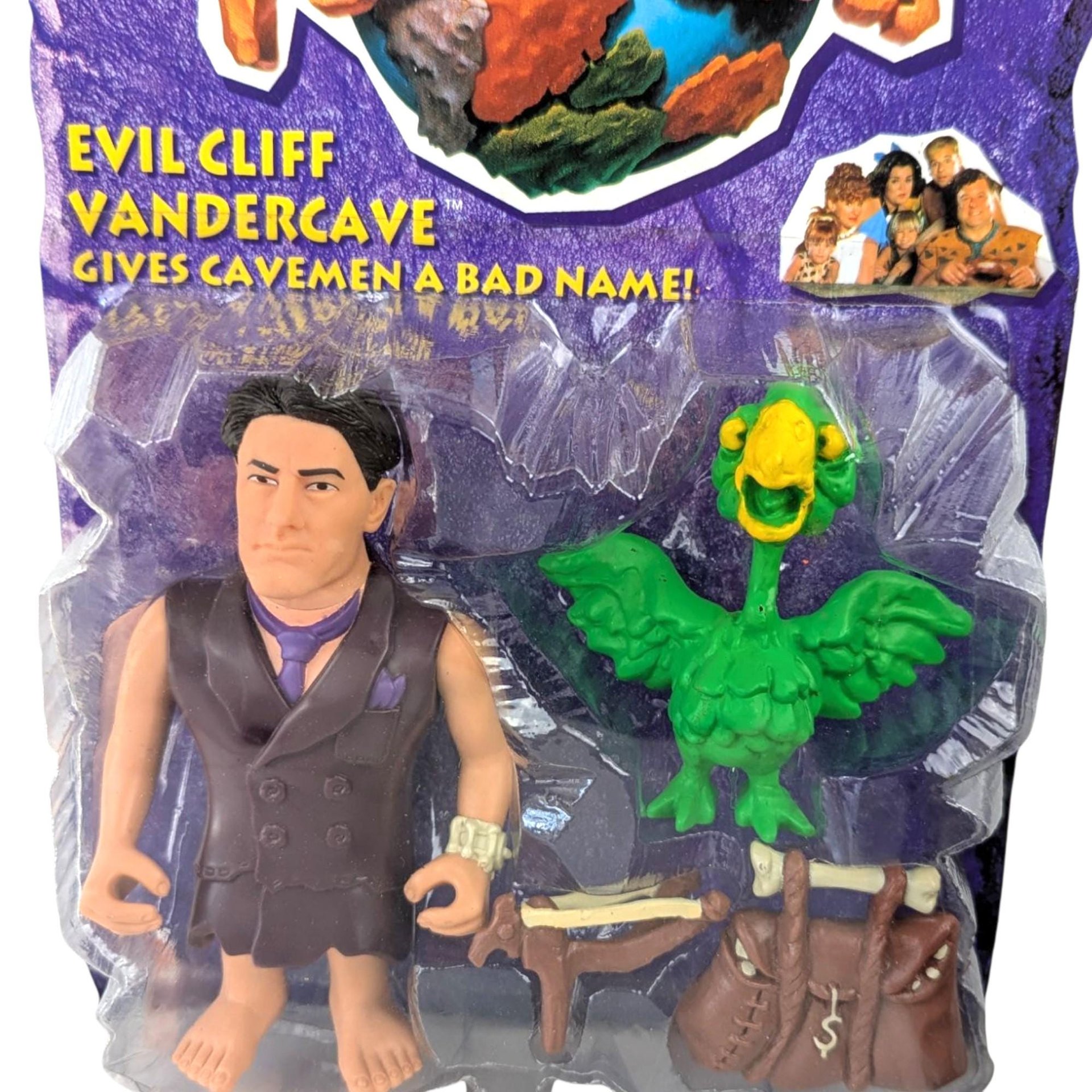 Mattel Flintstones Toy Set, Fillin' Station Barney & Evil Cliff Vandercave, New in Package, Vintage Collectibles
