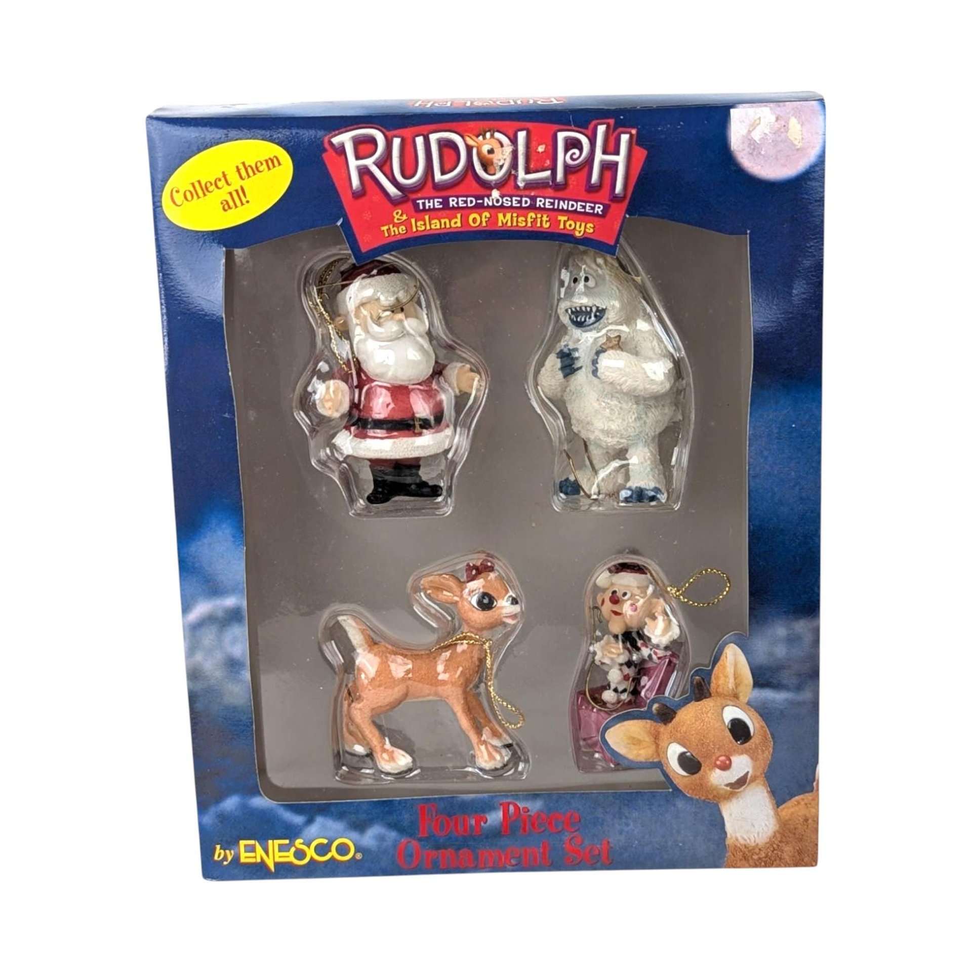 2000 Enesco Rudolph Ornament Set, Misfit Toys, 4 Piece, New in Package, Christmas Decor, Collectible Ornaments