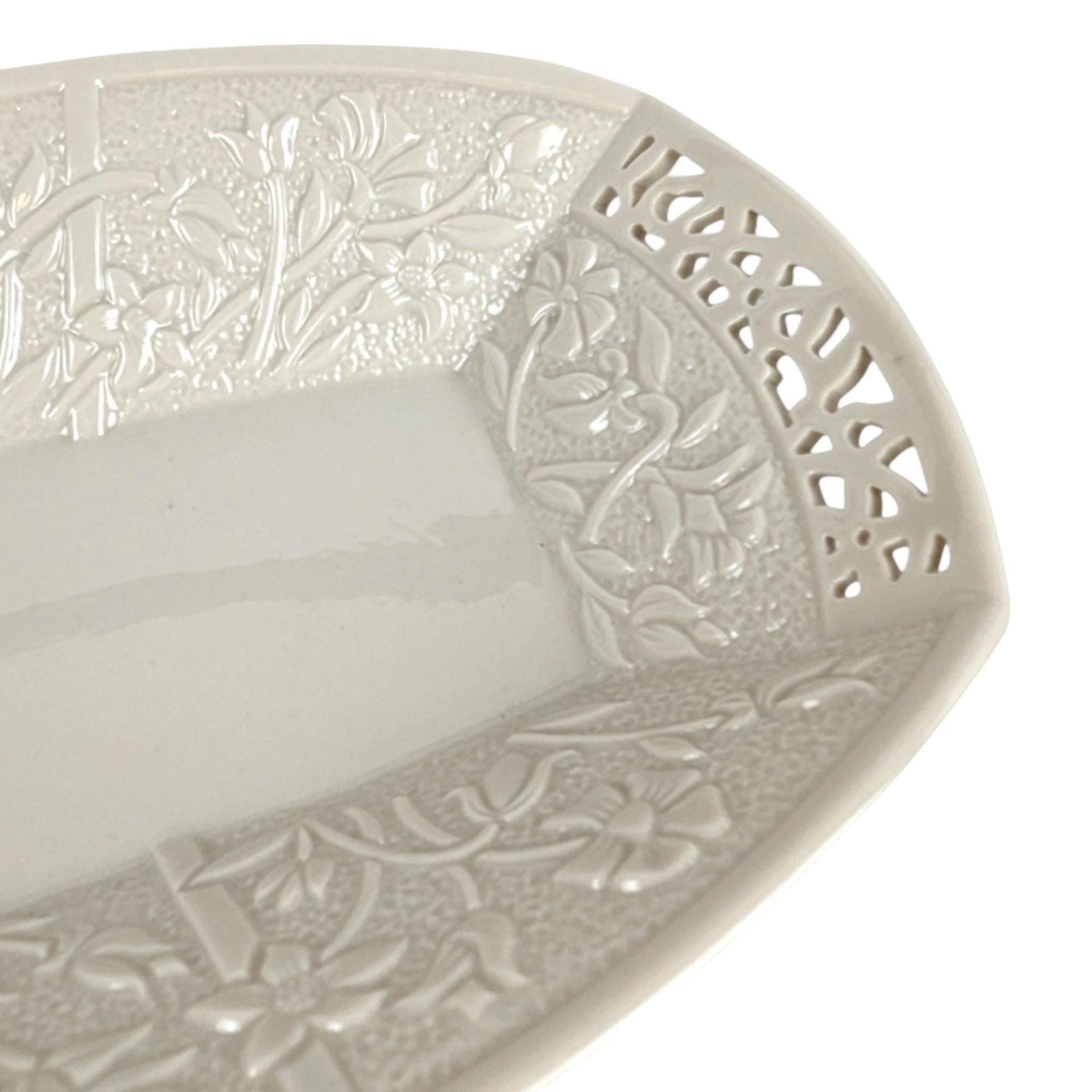 Lenox Jasmine Serving Tray | Large Oblong Platter | Cream Ceramic with Reticulated Design | Vintage Servingware | Home Decor
