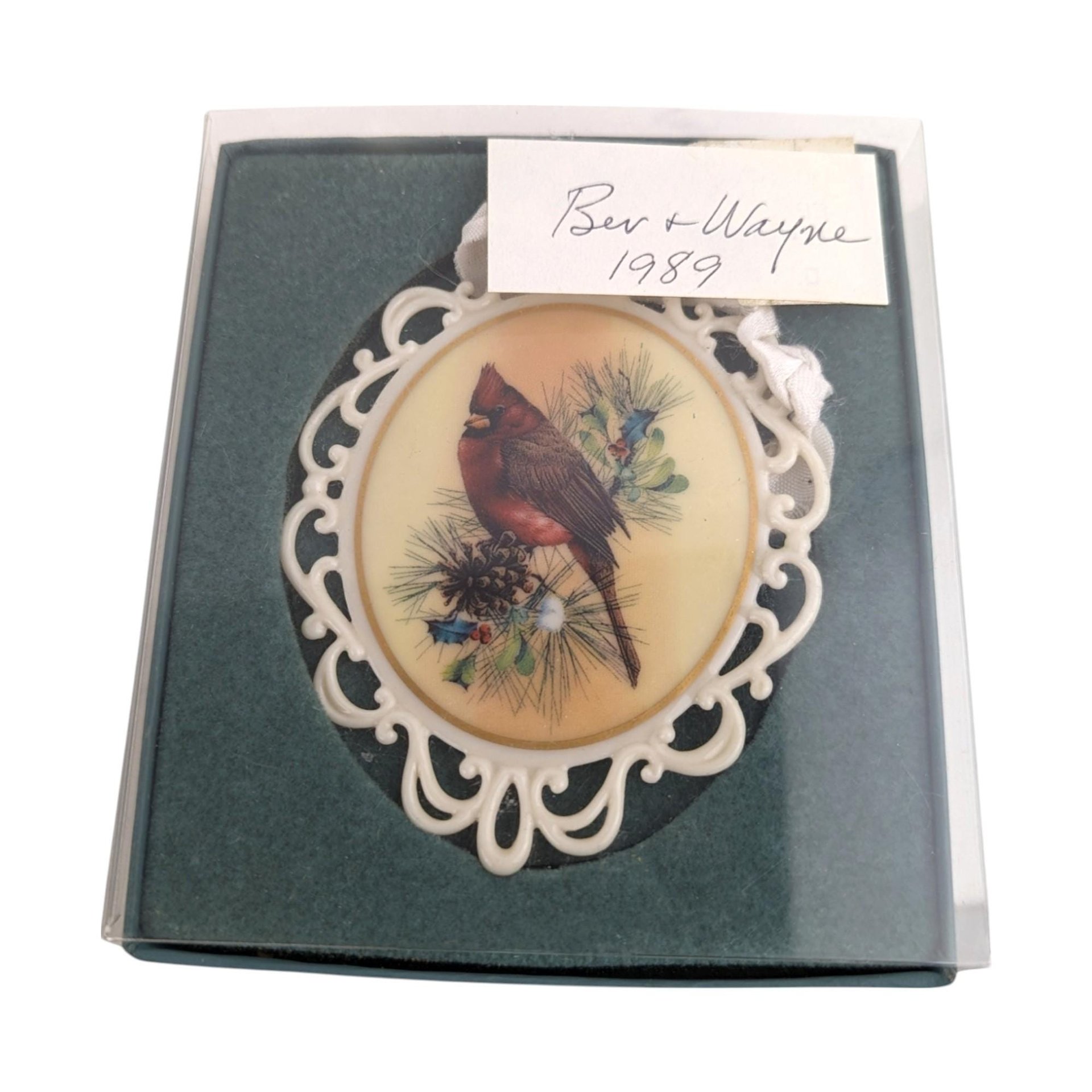 Vintage Lenox Winter Greetings Cardinal Ornament | Porcelain Christmas Ornament | Catherine McClung | Collectible Lenox