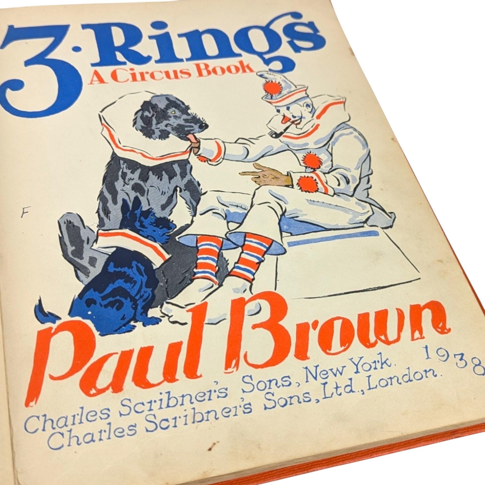1938 3 Rings A Circus Book by Paul Brown, Vintage Children's Literature, Collectible Illustrated Book, Gift for Child, Circus Lover