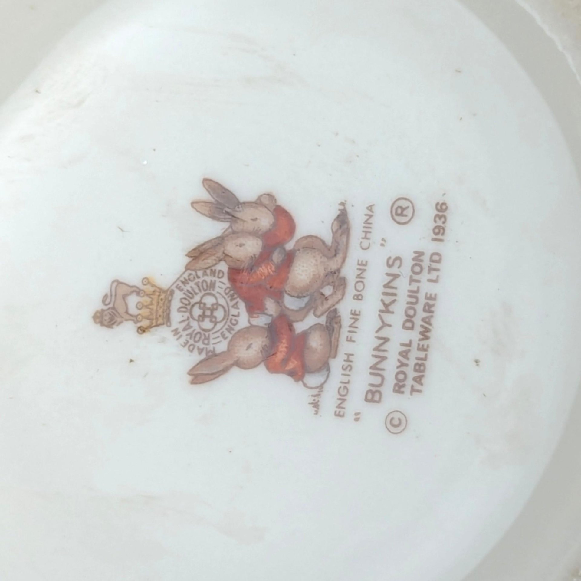 Vintage Royal Doulton Bunnykins Sledding Two Handled Mug, Children's Gift, Collectible Bunnykins Mug, Christening Gift, Nursery Decor