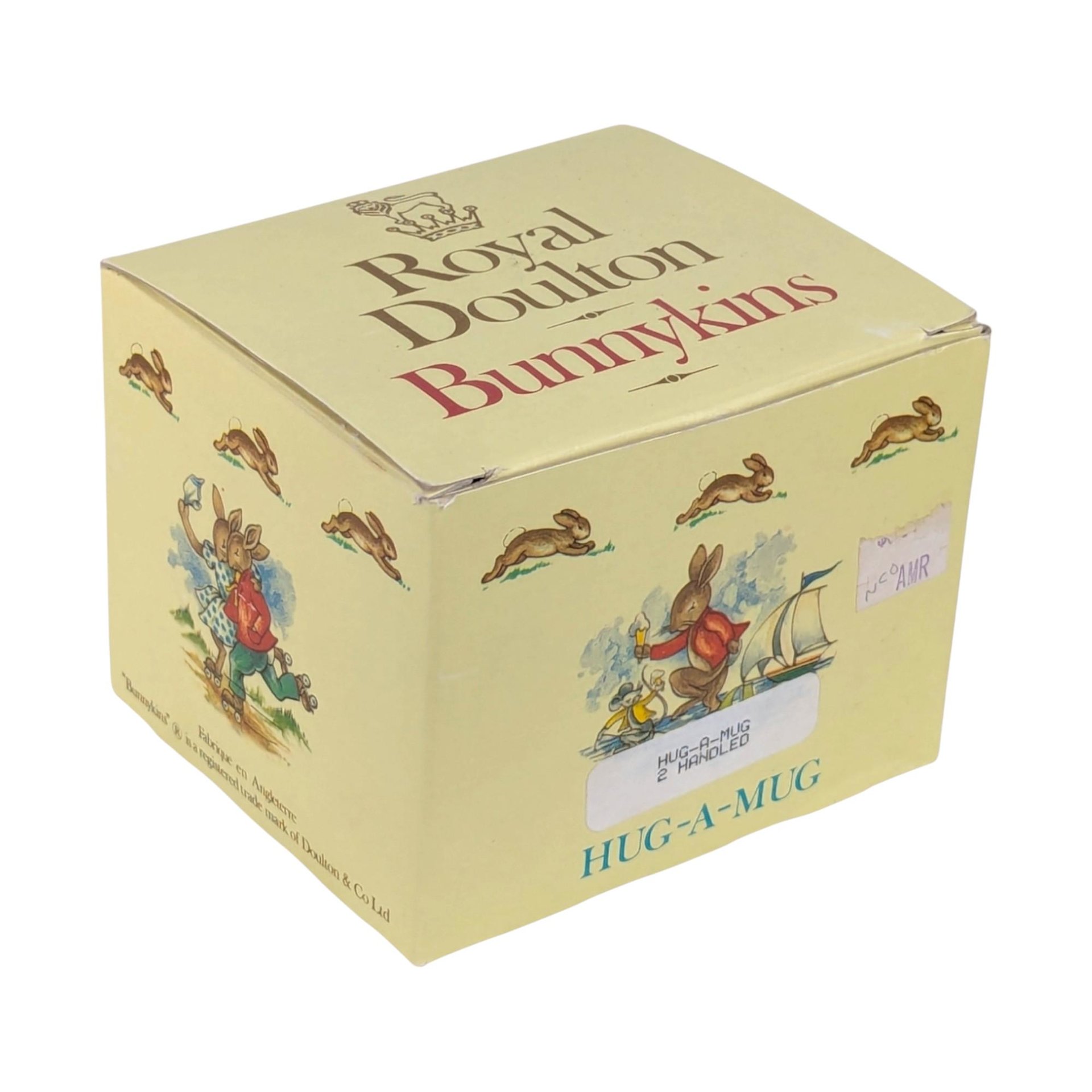 Vintage Royal Doulton Bunnykins Sledding Two Handled Mug, Children's Gift, Collectible Bunnykins Mug, Christening Gift, Nursery Decor