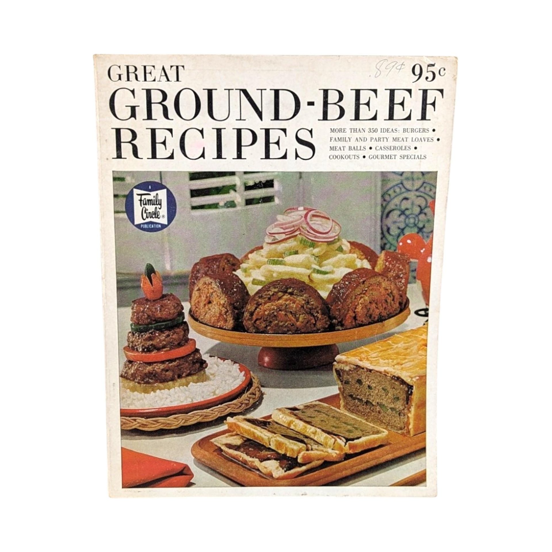 Vintage Family Circle Cookbook Lot, 1960s Ground Beef Recipes, 1972 Illustrated Cooking, 1992 New Tastes, Cookbooks for Home Chefs