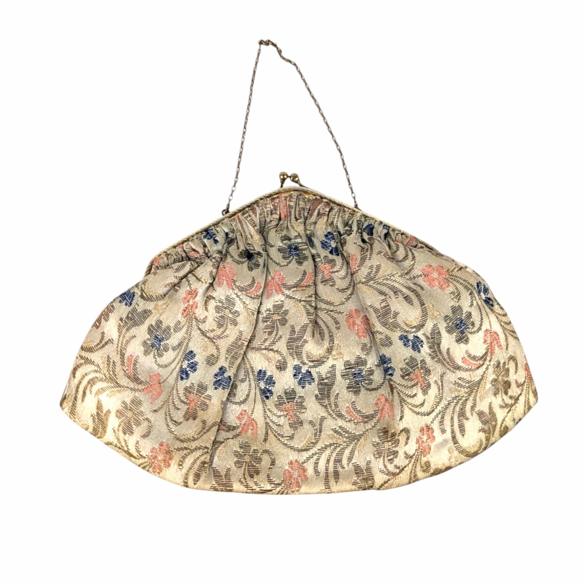 Vintage Floral Carpet Bag, Small Handbag with Mirror, Tapestry Purse, Victorian Style Bag, Gift for Her