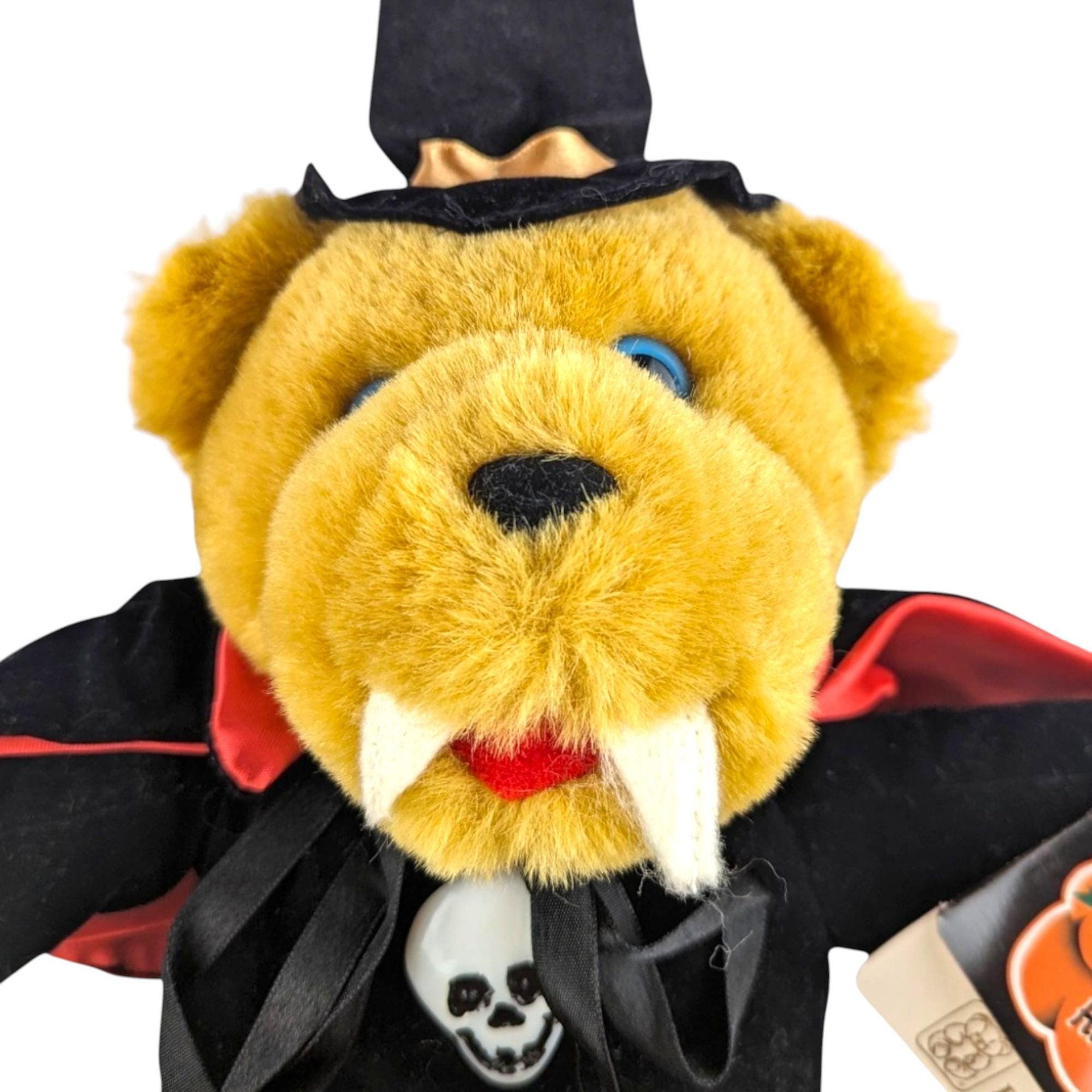 Vintage Halloween Bear Pair: Fiesta Vampire Bear & GAC Black Cat Teddy, Collectible Halloween Plush, Halloween Decor, Halloween Collector
