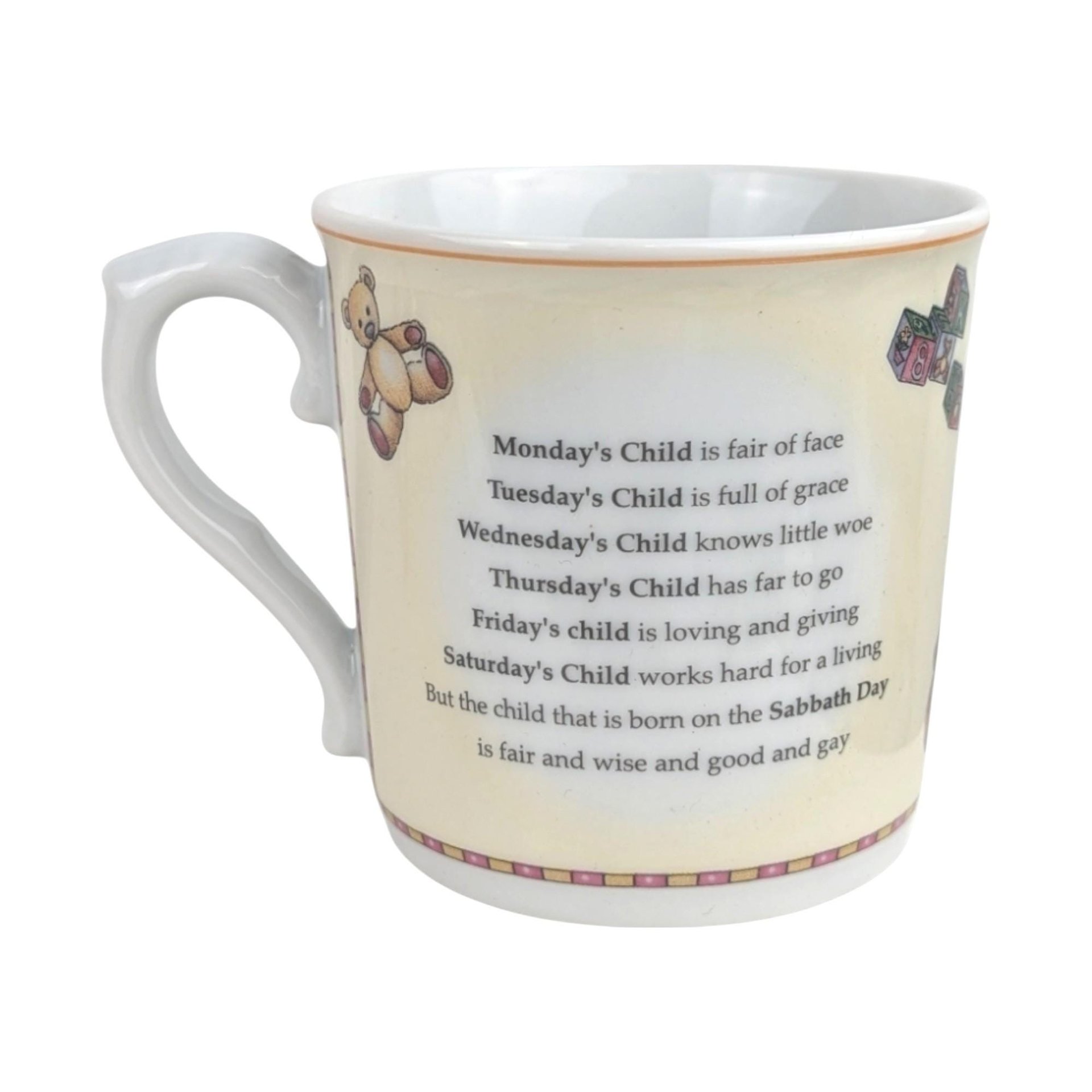Vintage Royal Worcester Days of the Week 3-Piece Child Set, Mug, Bowl, Plate, Nursery Rhyme Decor, Baby Shower Gift, Christening Present