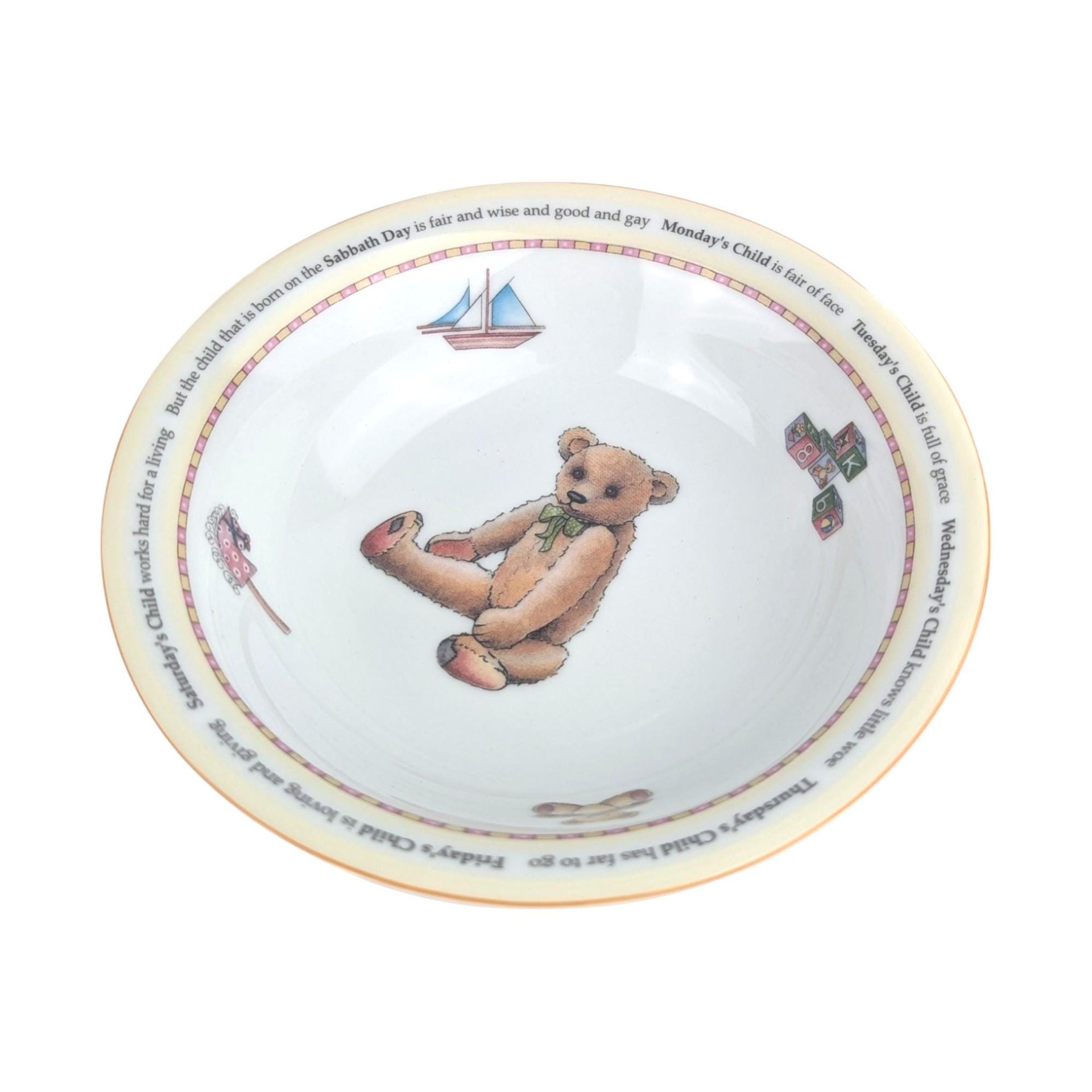 Vintage Royal Worcester Days of the Week 3-Piece Child Set, Mug, Bowl, Plate, Nursery Rhyme Decor, Baby Shower Gift, Christening Present