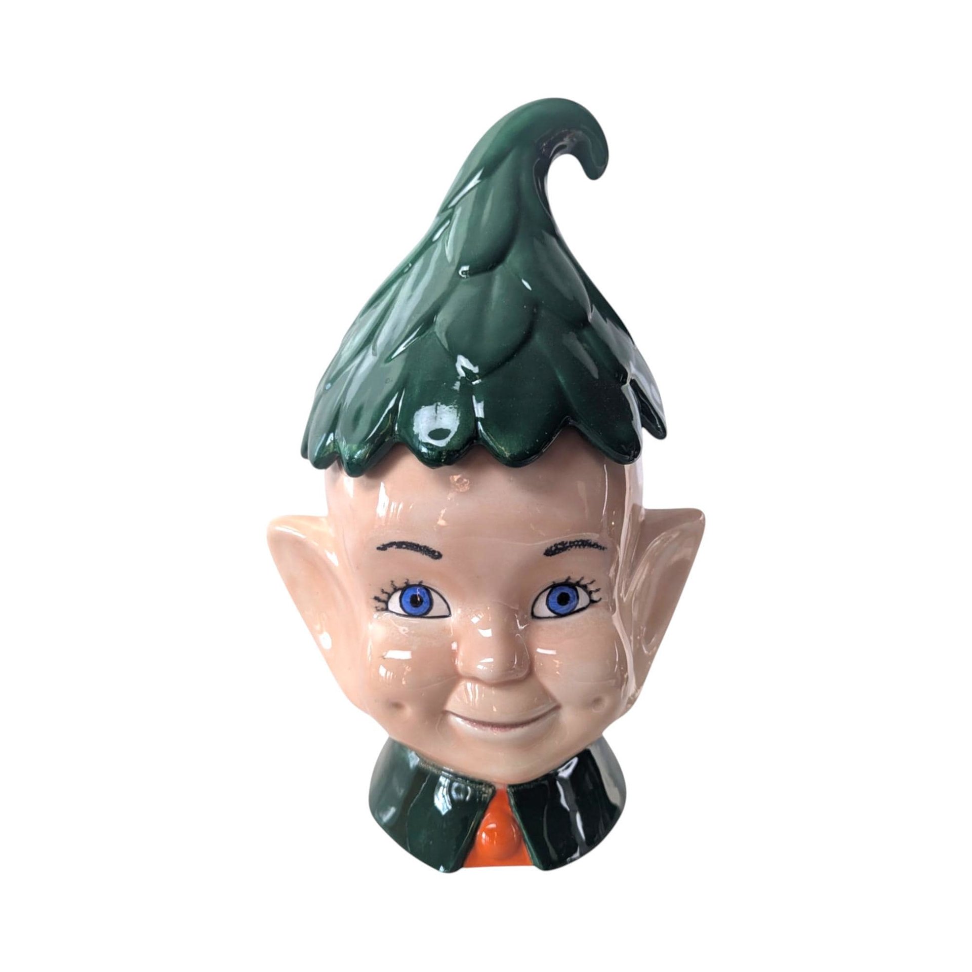 Vintage Pixie Elf Cookie Jar, Ceramic Cookie Jar, Christmas Cookie Jar, Holiday Decor, Kitchen Decor, Retro Elf, Pixie