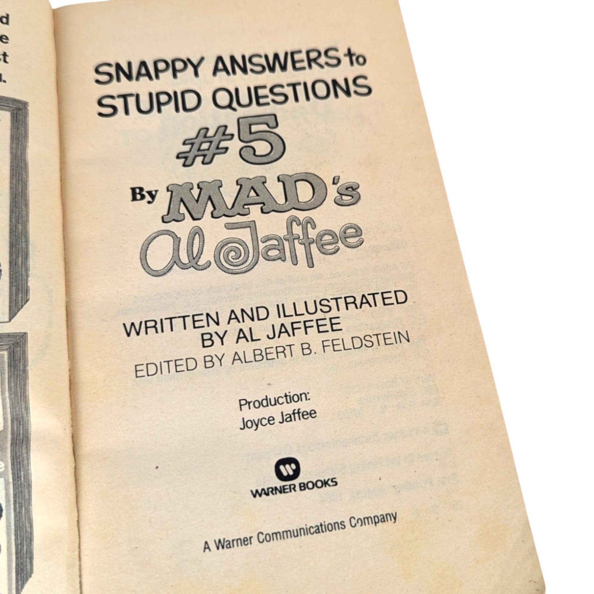 Vintage Mad Magazine, Snappy Answers to Stupid Questions #5, Al Jaffee, Humor Book, Paperback, 1984, Collectible Book, Gag Gift
