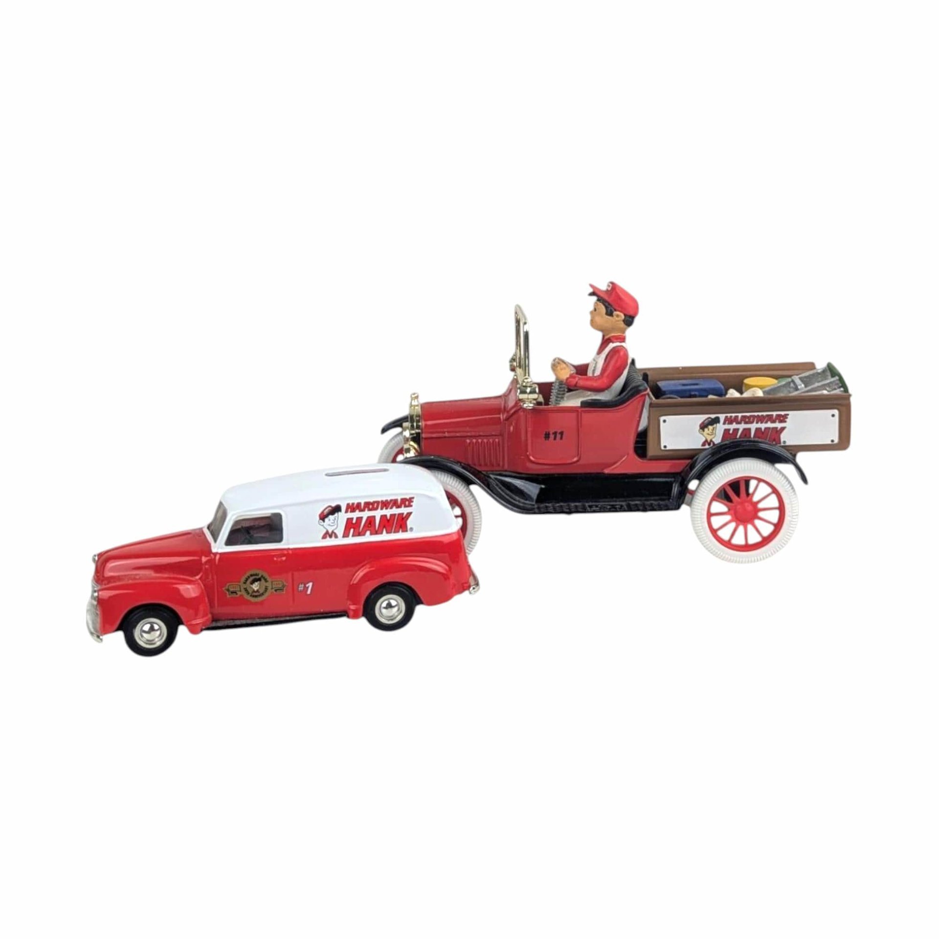 Vintage 1999 ERTL Hardware Hank Diecast Car Set - 1918 Ford Runabout & 1950 Chevy Panel Van Collectibles