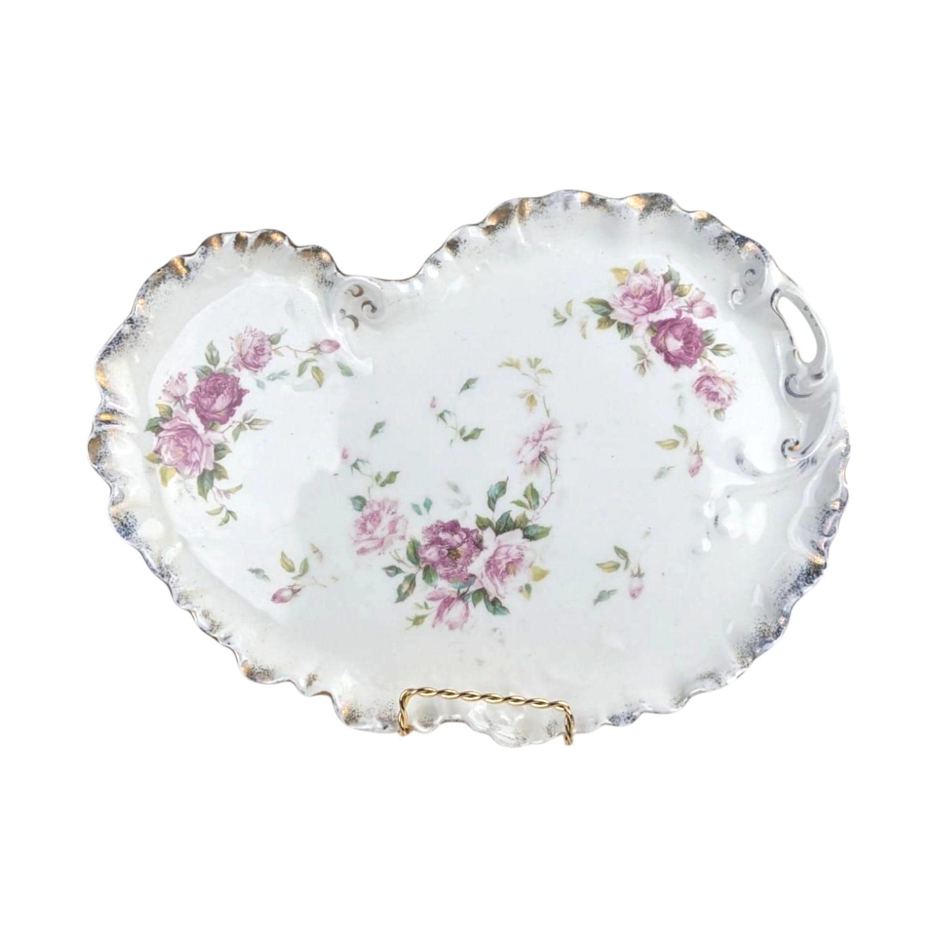 Antique Limoges W.G Floral Porcelain Platter - French Dresser Tray Vanity Decor
