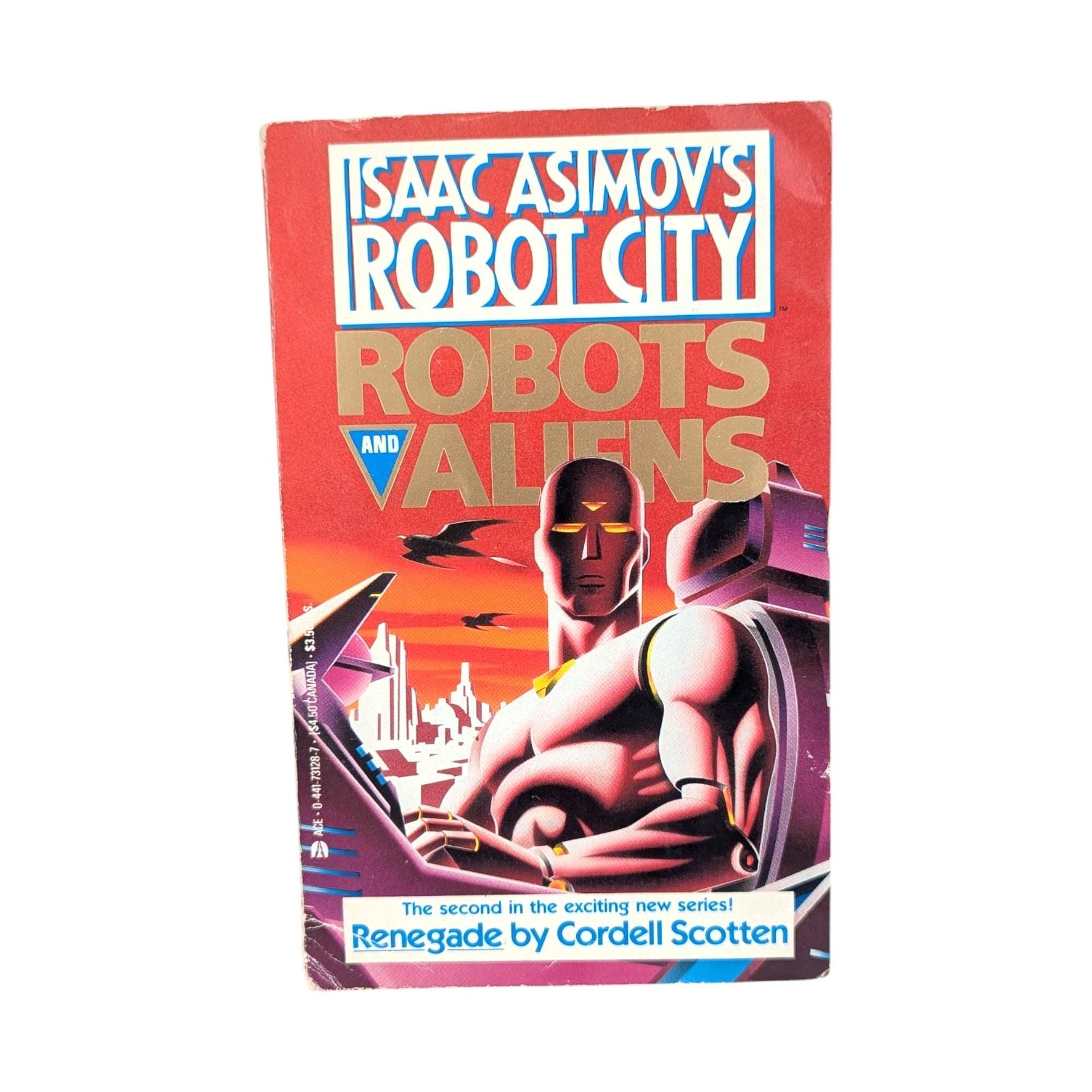 Isaac Asimov's Robots and Aliens Book Lot, Vintage Robot City Sci Fi Series, 80s 90s Paperback Set, Asimov Universe Novels