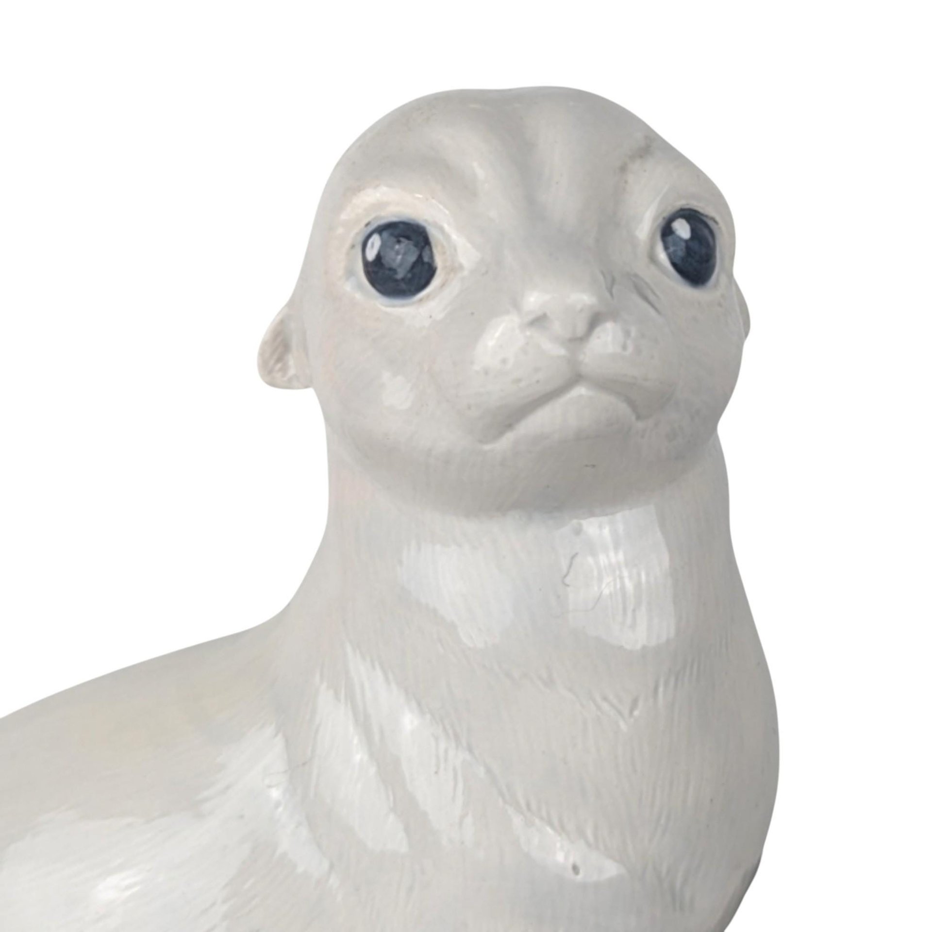 Vintage Ceramic Sea Lion Figurine, Hand-Painted White Sea Lion Sculpture, Nautical Decor, Ocean Animal Statue, Gift for Animal Lover