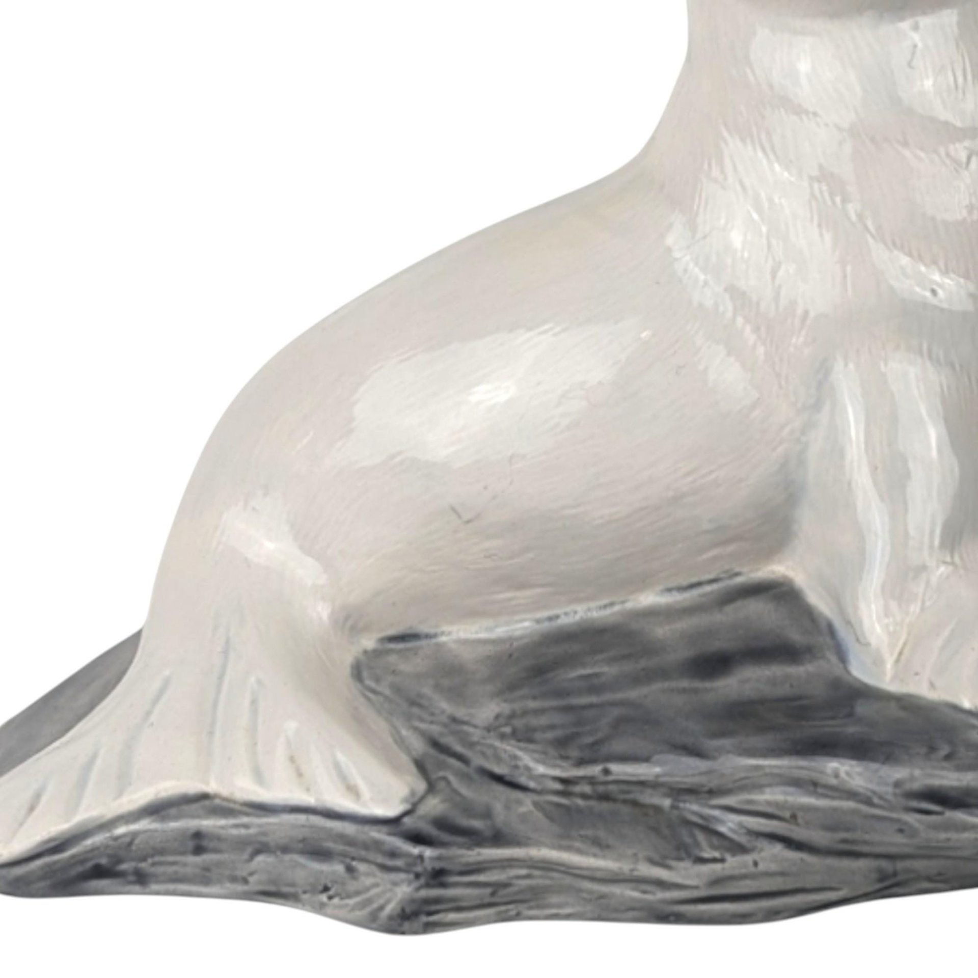 Vintage Ceramic Sea Lion Figurine, Hand-Painted White Sea Lion Sculpture, Nautical Decor, Ocean Animal Statue, Gift for Animal Lover