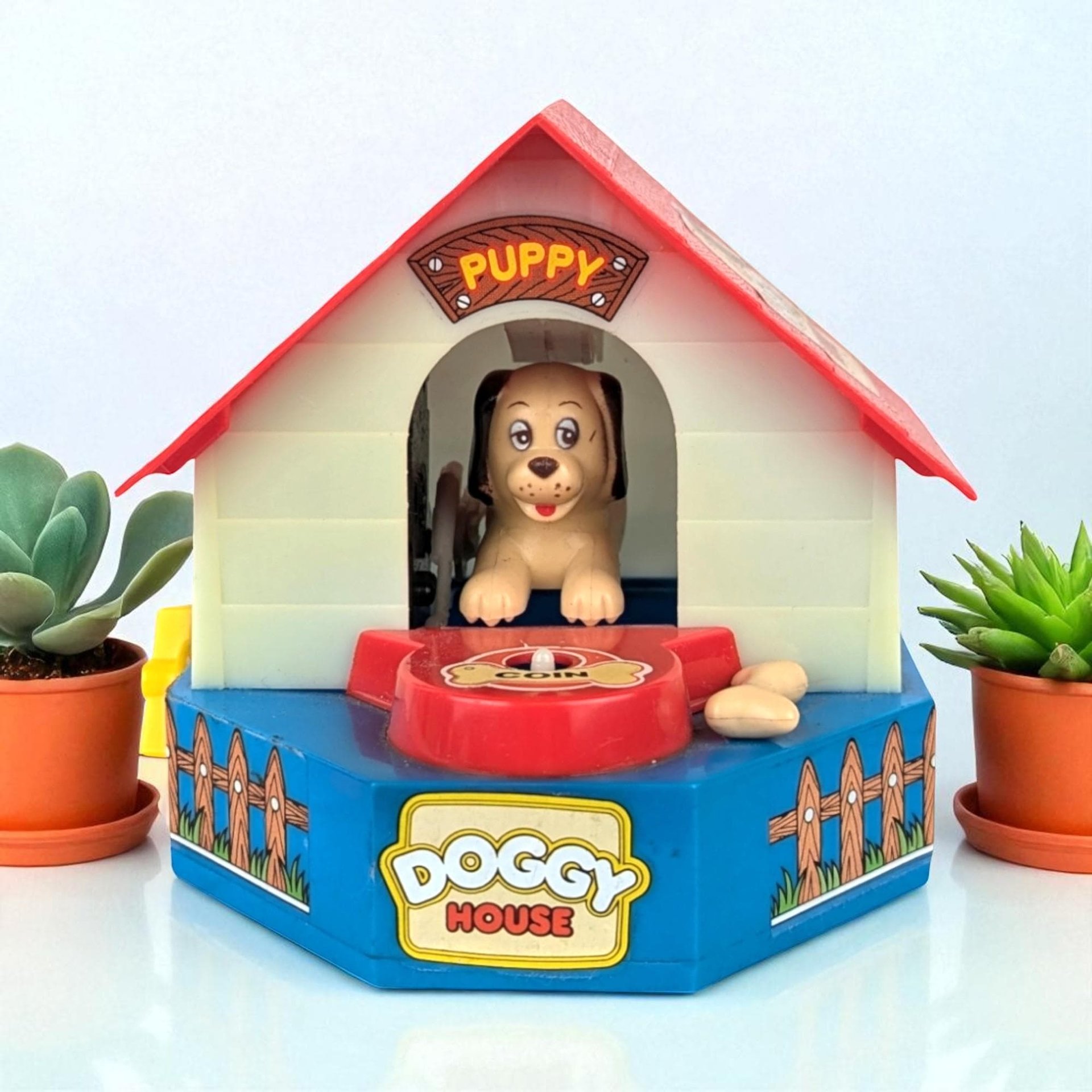 Vintage Everlast Plastic Doggy House Bank, Coin Savings Bank, Puppy Gift, Children's Room Decor, Collectible Toy Bank
