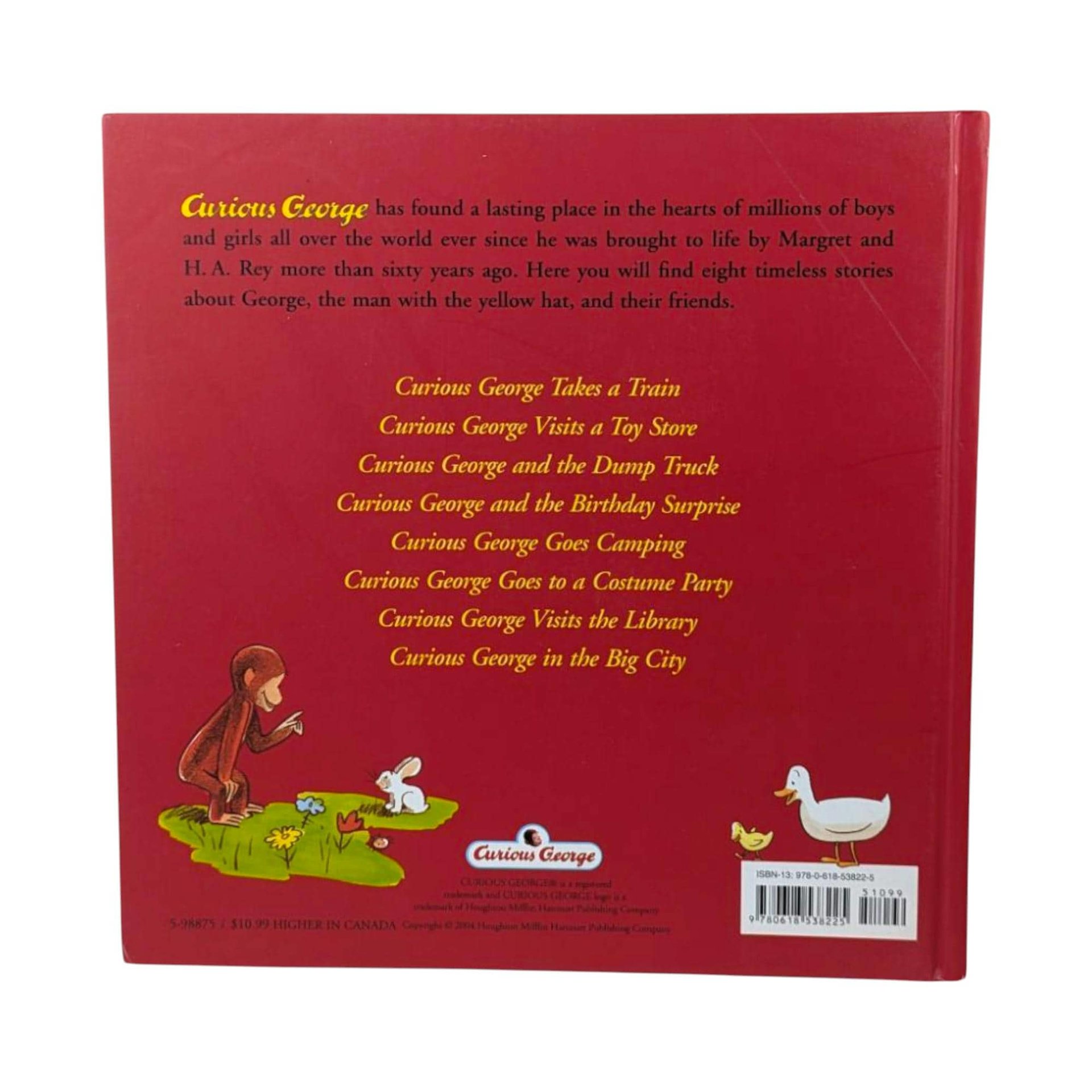 Vintage 2004 Curious George Treasury Hardcover 8 Stories Margret H.A. Rey Illustrated Children's Book Gift for Kids
