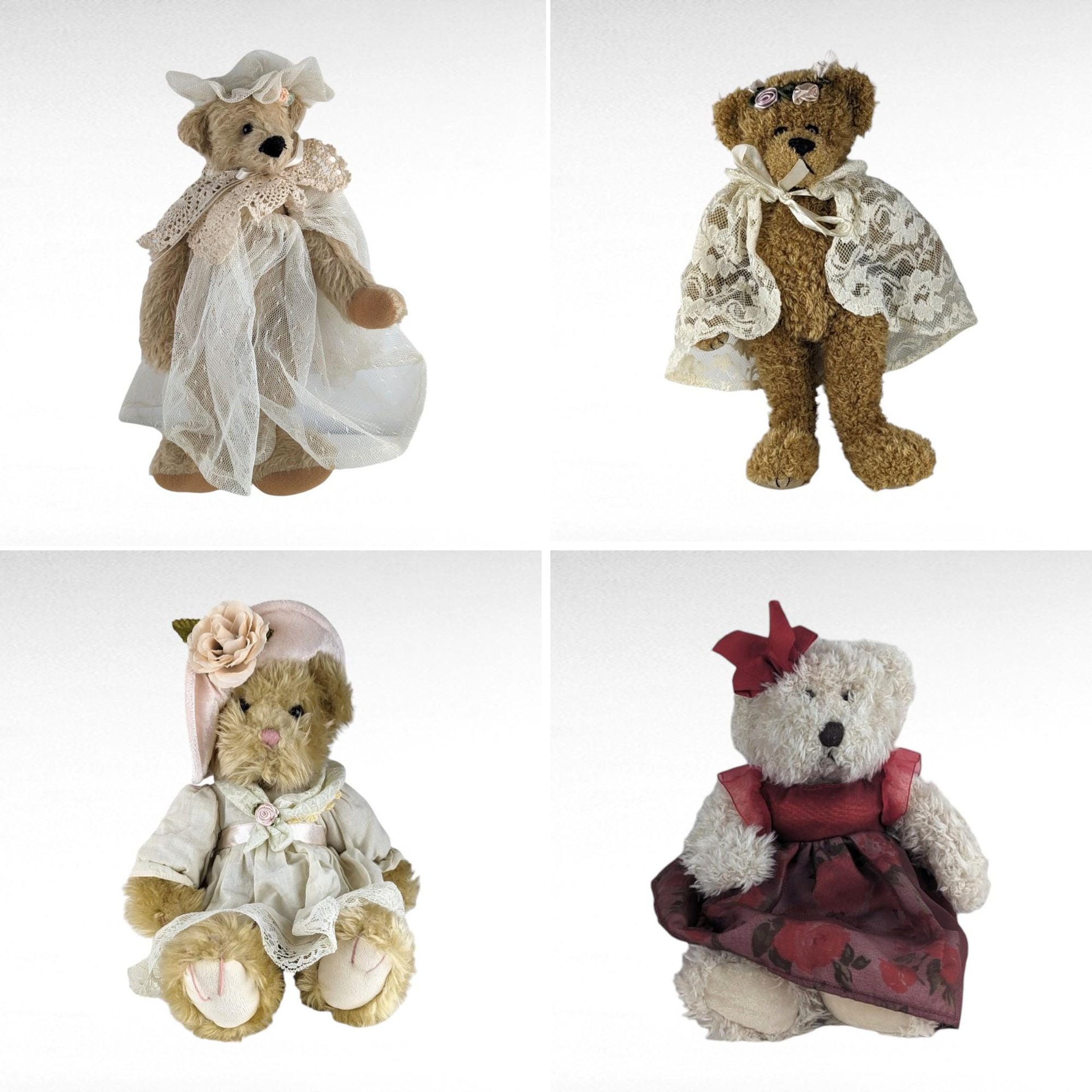 Vintage Girl Teddy Bear Lot - 1993 Ty Eve, Russ Claudette, Hen & Holly, Russ Berrie Bronwyn - Collectible Bears, Vintage Plush, Gift Ideas