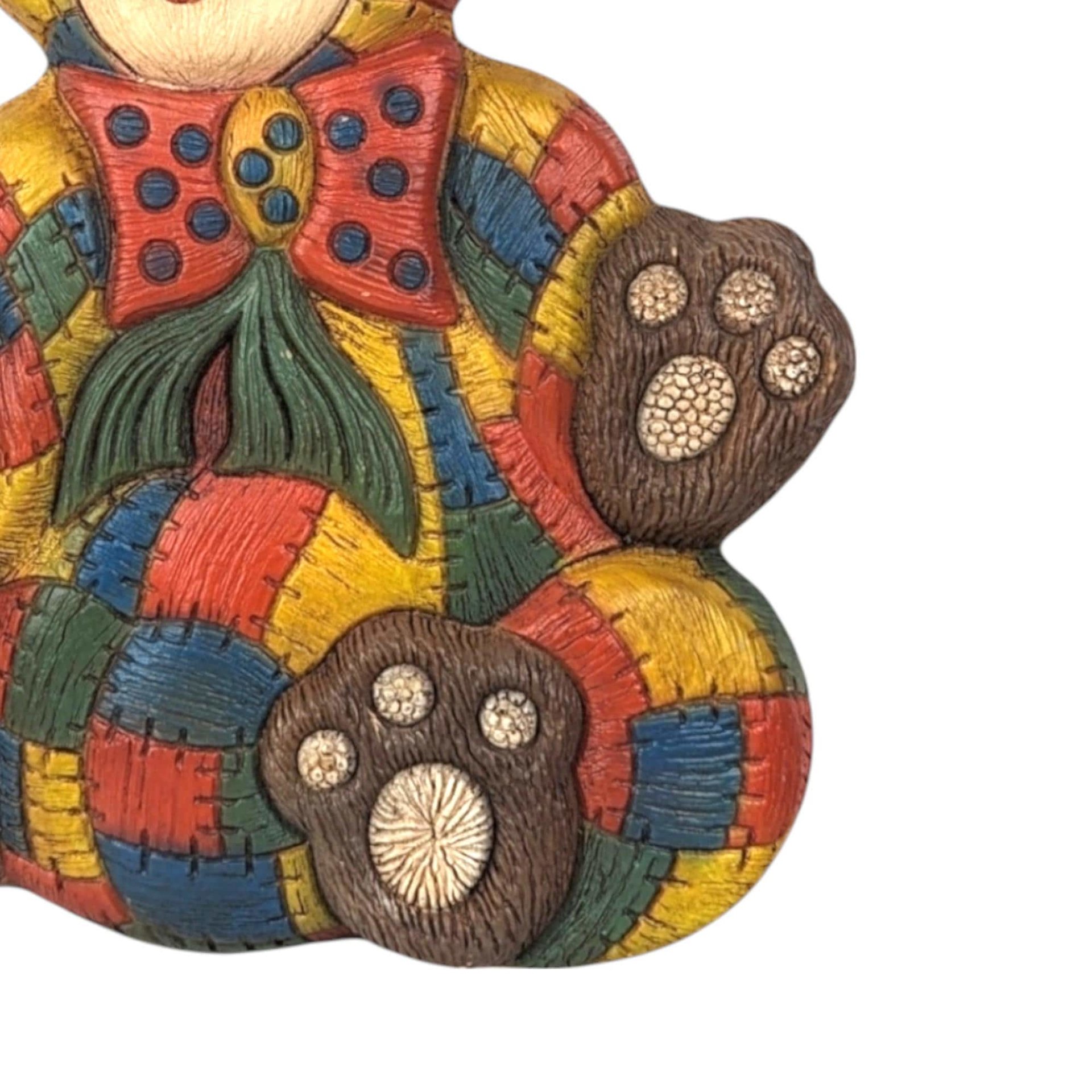 Vintage Foamcraft Patchwork Teddy Bear Wall Hanging: Nursery Decor