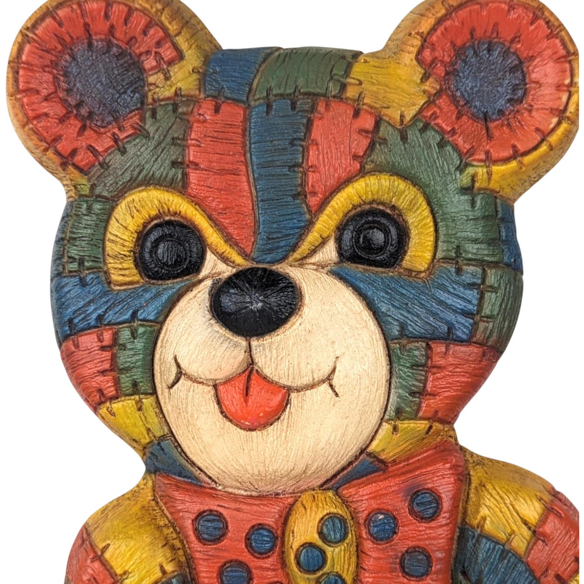 Vintage Foamcraft Patchwork Teddy Bear Wall Hanging: Nursery Decor