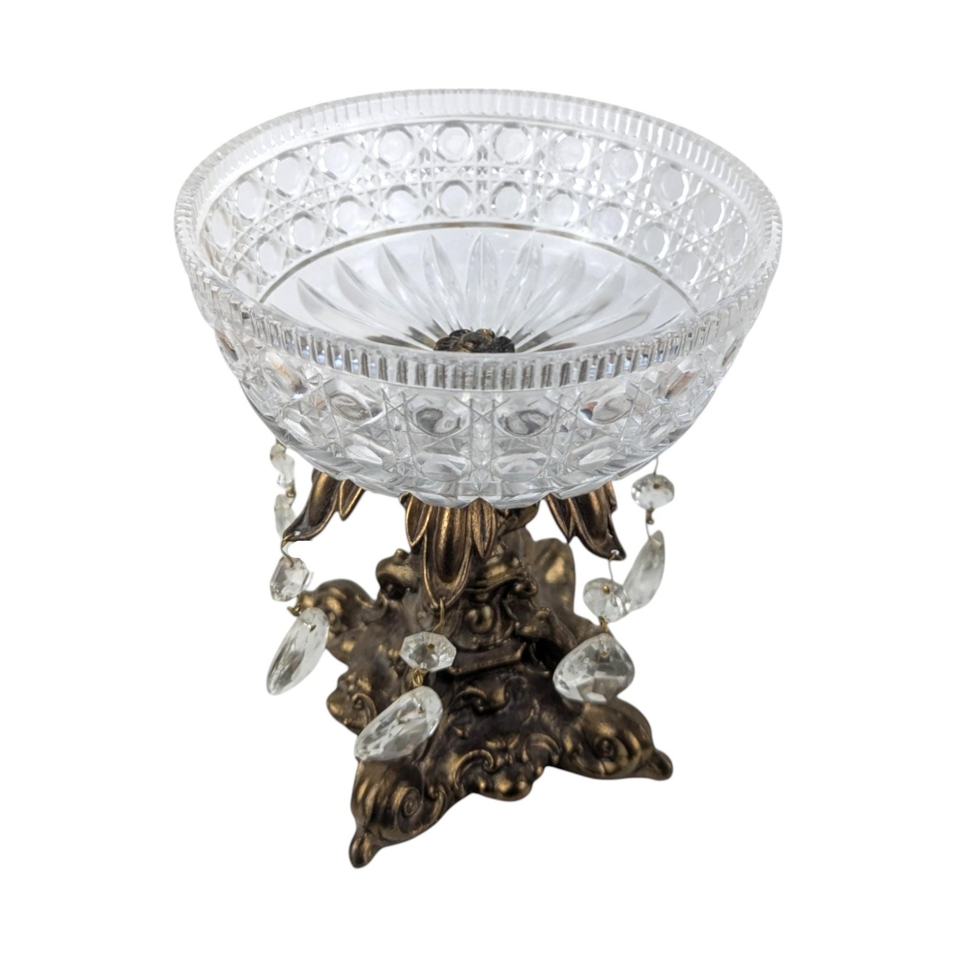 Vintage Crystal and Marble Candy Dish, Covered Candy Bowl, Italian Marble Base, Crystal Candy Jar, Elegant Home Decor, Gift for Hostess