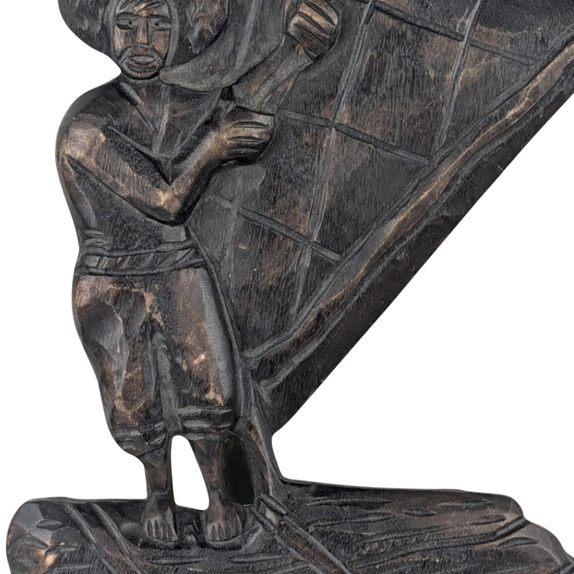 Vintage Carved Wood Sailor on Sailboat Wall Hanging, Nautical Decor, Gift for Him, Boating Enthusiast, Man Cave Art, 18 Inch