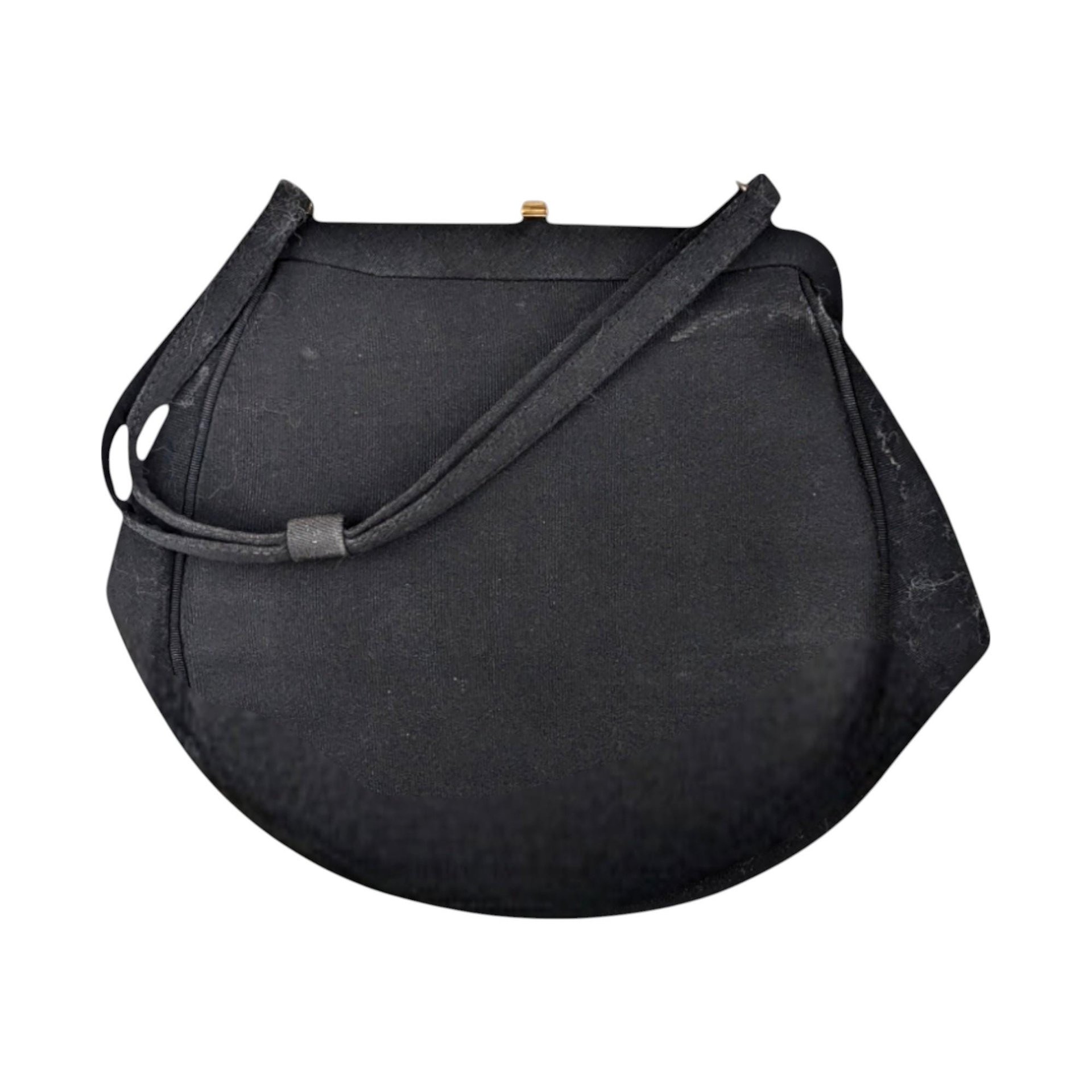 Vintage Black Evening Bag, Gold Tone Clasp, Classic Formal Handbag, Gift for Her