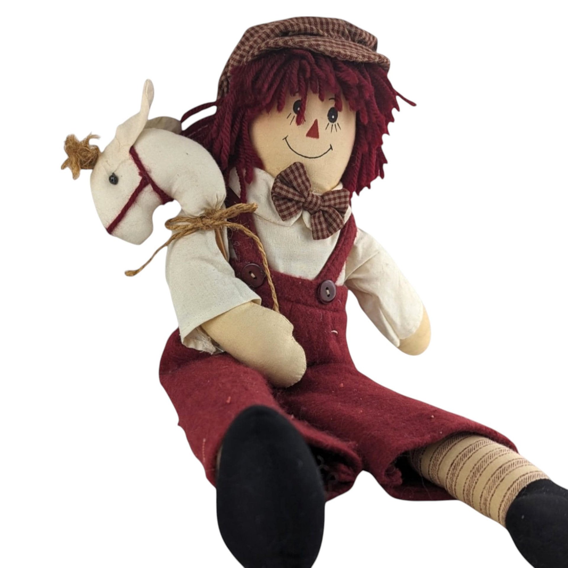 Vintage Folk Art Raggedy Andy Doll - 17" Handmade Cloth Doll