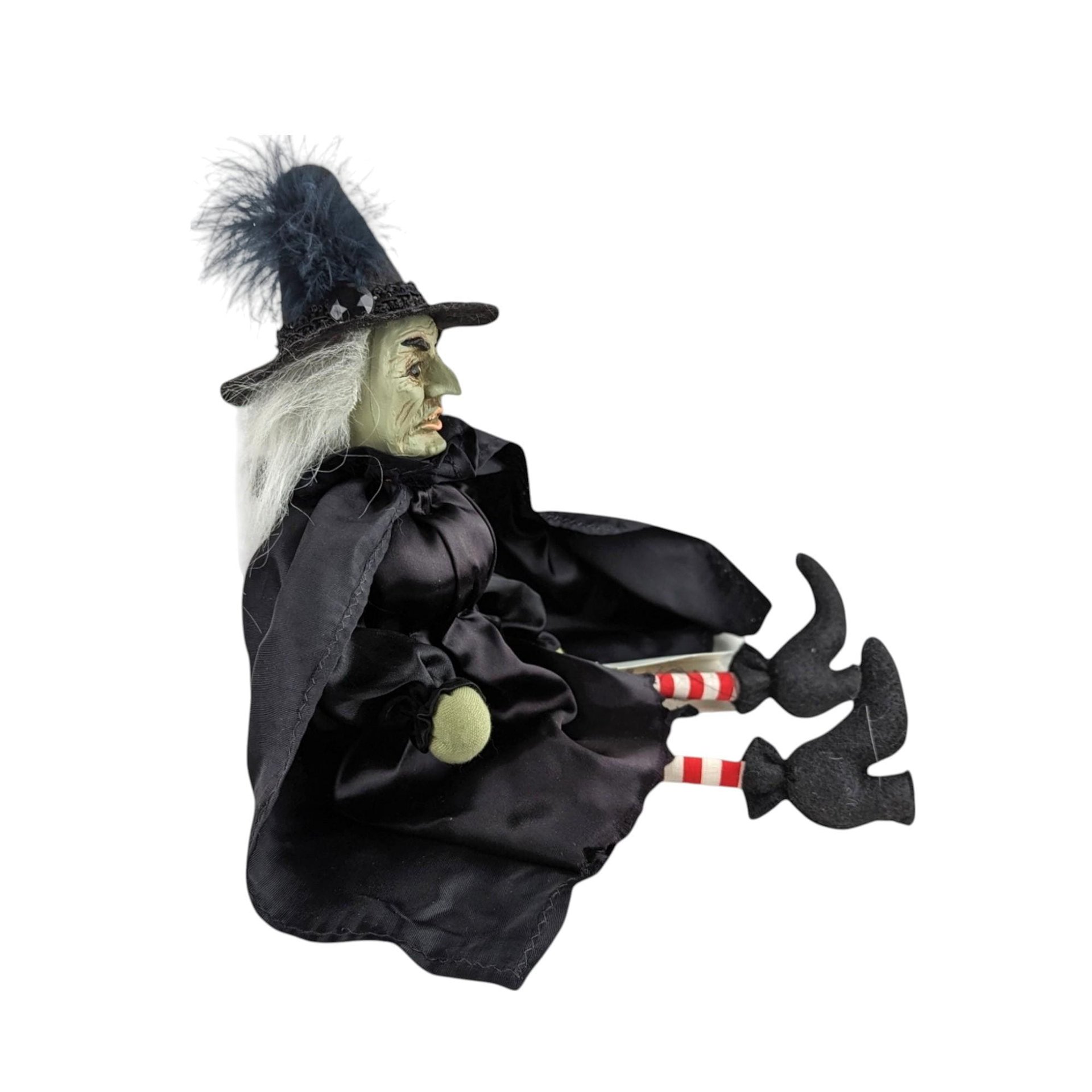 Vintage Halloween Witch Doll Pair - Rope Hair Witch, Judy Hunter Jester Witch - Spooky Decor, Collectible Dolls, Halloween Gift