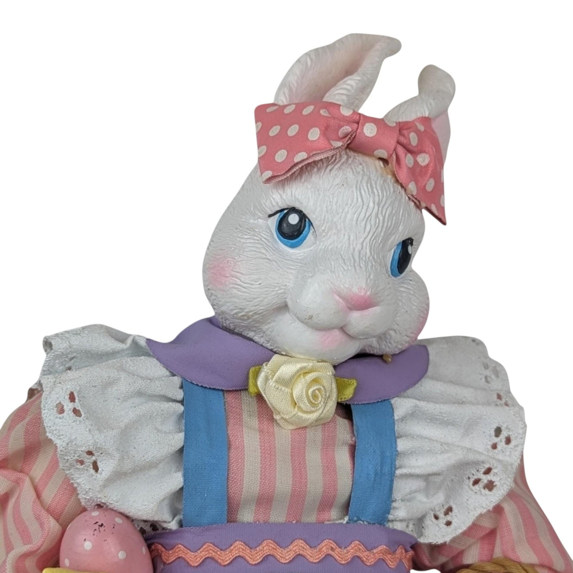 Vintage Midwest Easter Bunny Figure with Basket, Pink Dress, Easter Decor, Spring Decor, Easter Gift