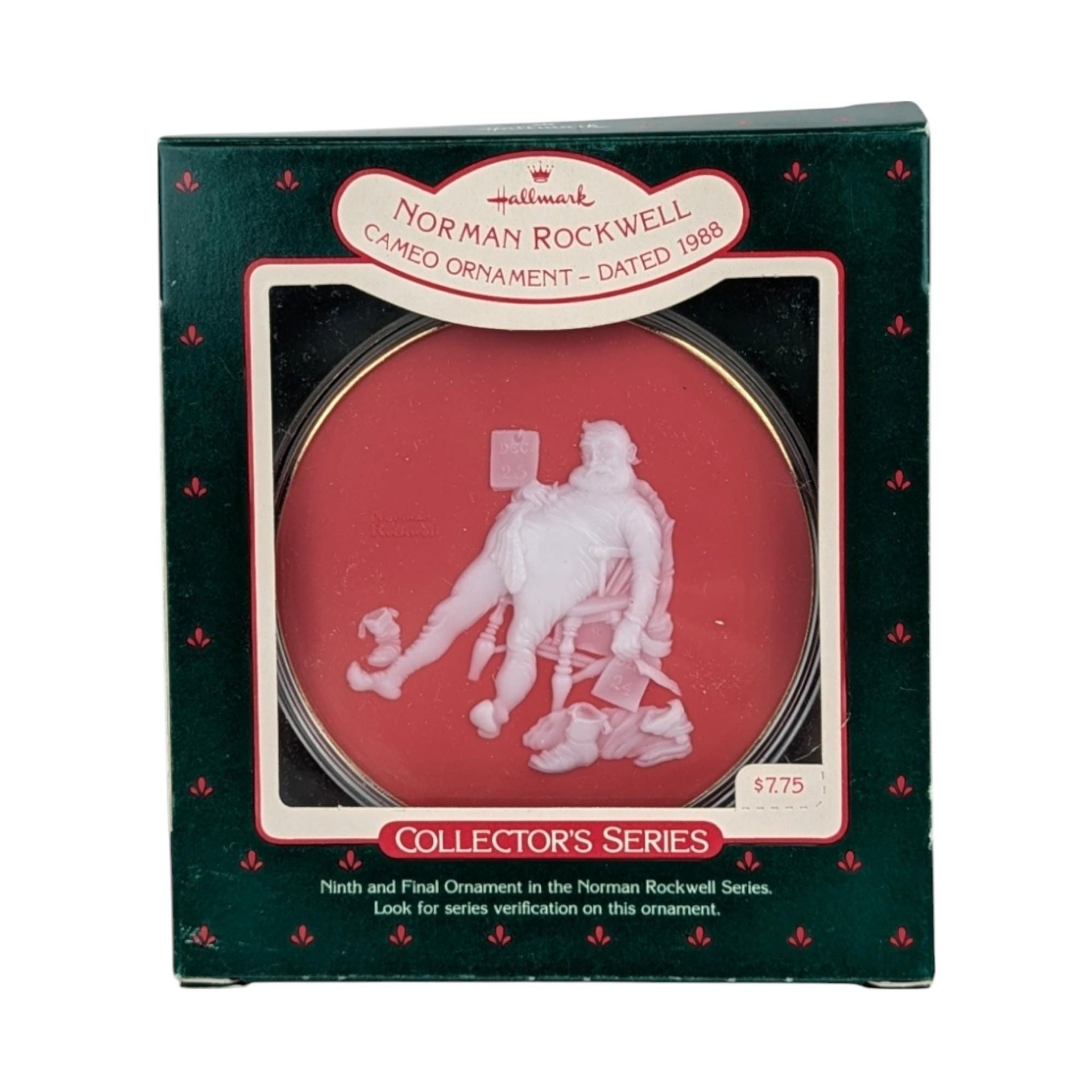 Vintage Hallmark Norman Rockwell Cameo Ornaments - 7 Piece Lot with Boxes - Collectible Christmas Decor