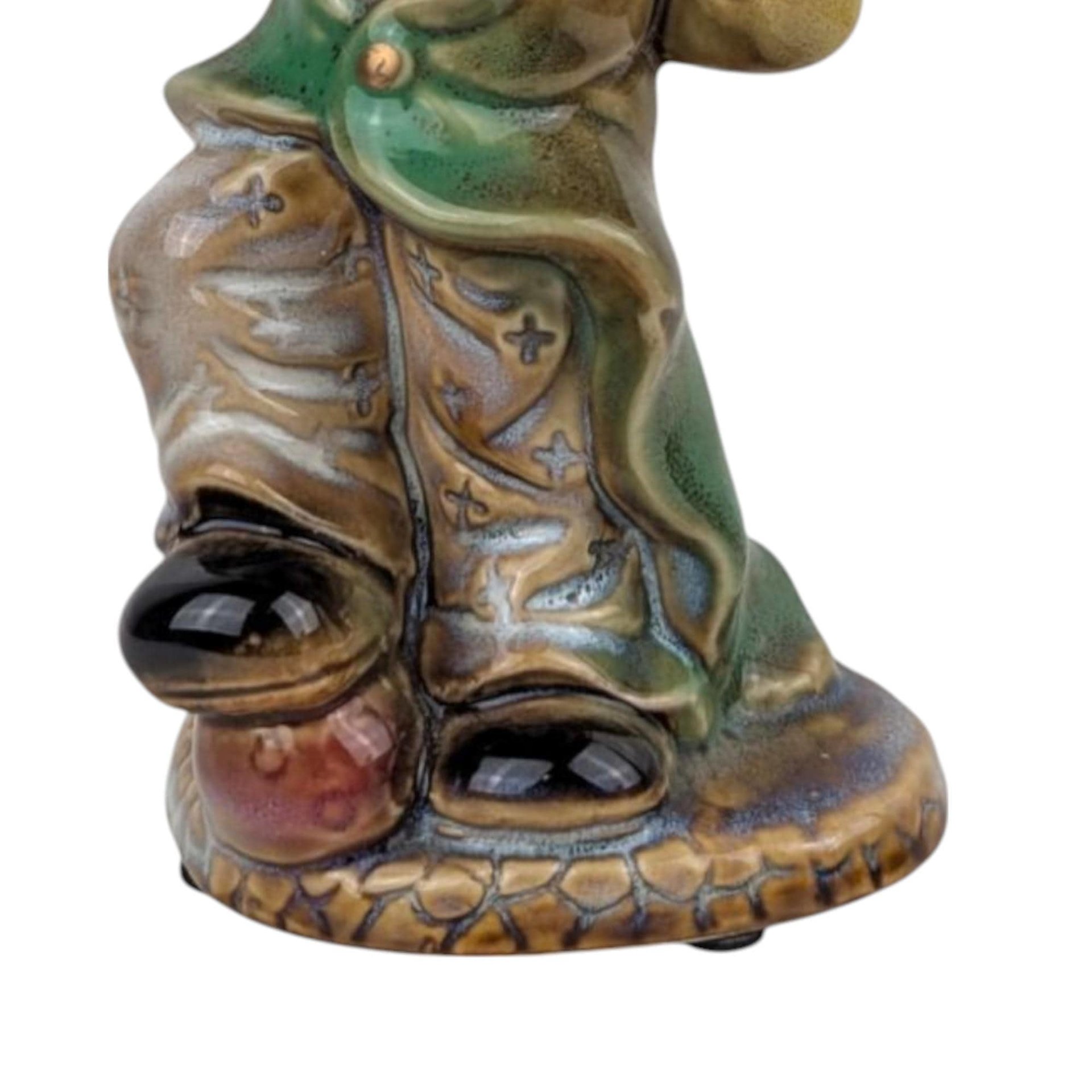 Vintage Clown Figurine, Green Jacket Clown, 6.75 Inch Height, Collectible Clown Statue, Whimsical Clown Decor, Gift for Clown Collectors