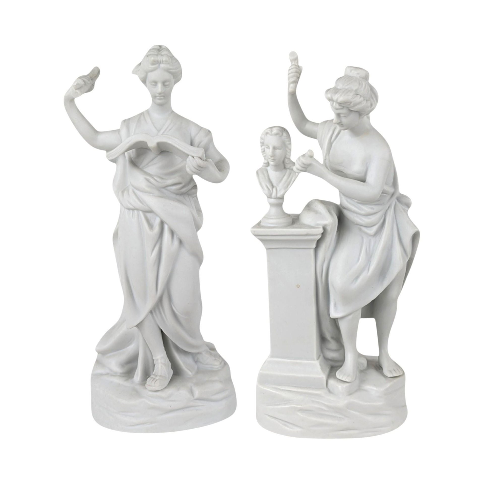 Vintage Andrea by Sadek Bisque Greek Muse Figurines, Memory & Artist Pair, 8.5" Elegant Home Decor, Gift for Art Lovers, Shelf Decor