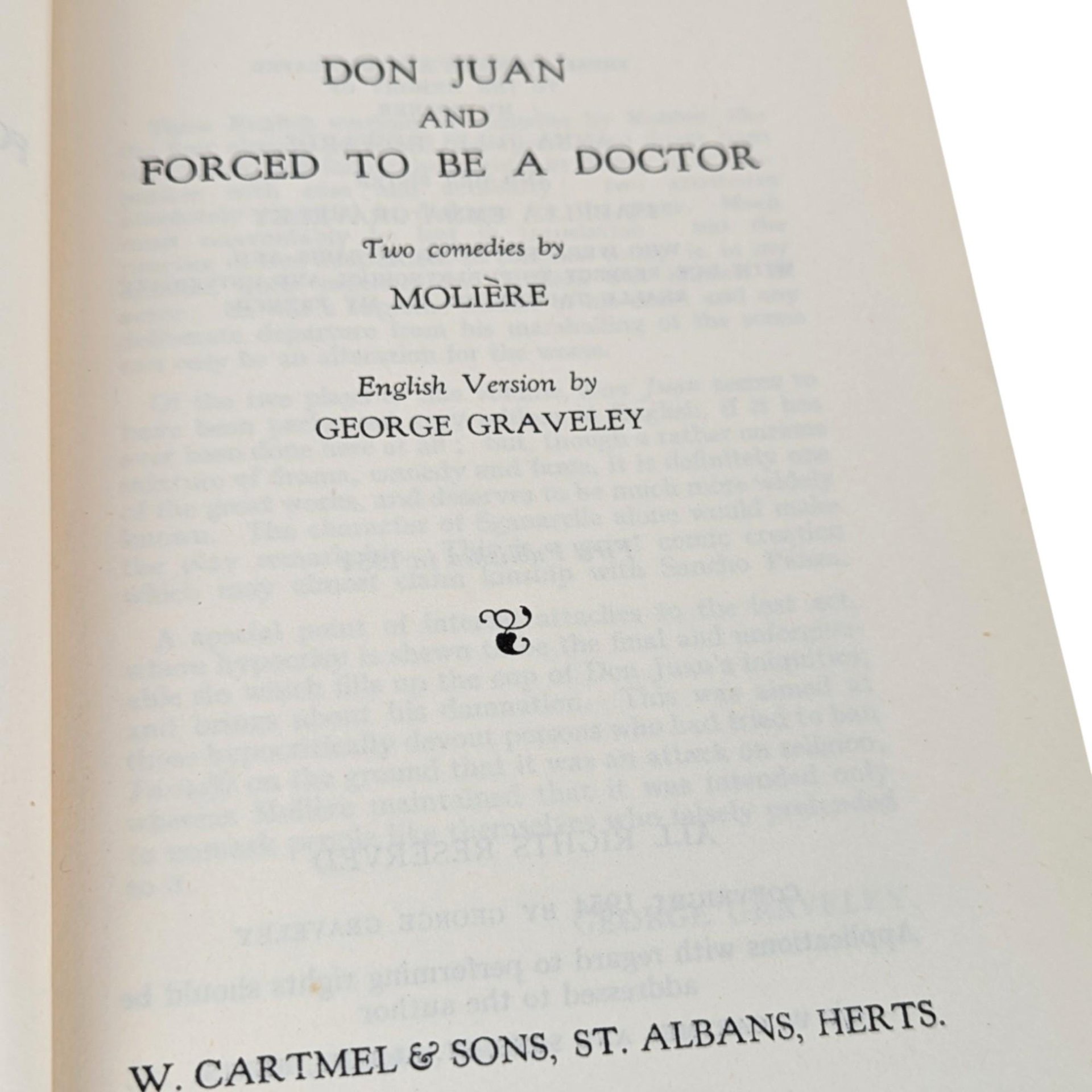 1954 Molière Comedies, Don Juan & Forced to Be a Doctor, Hardcover Book, Vintage Theater Gift