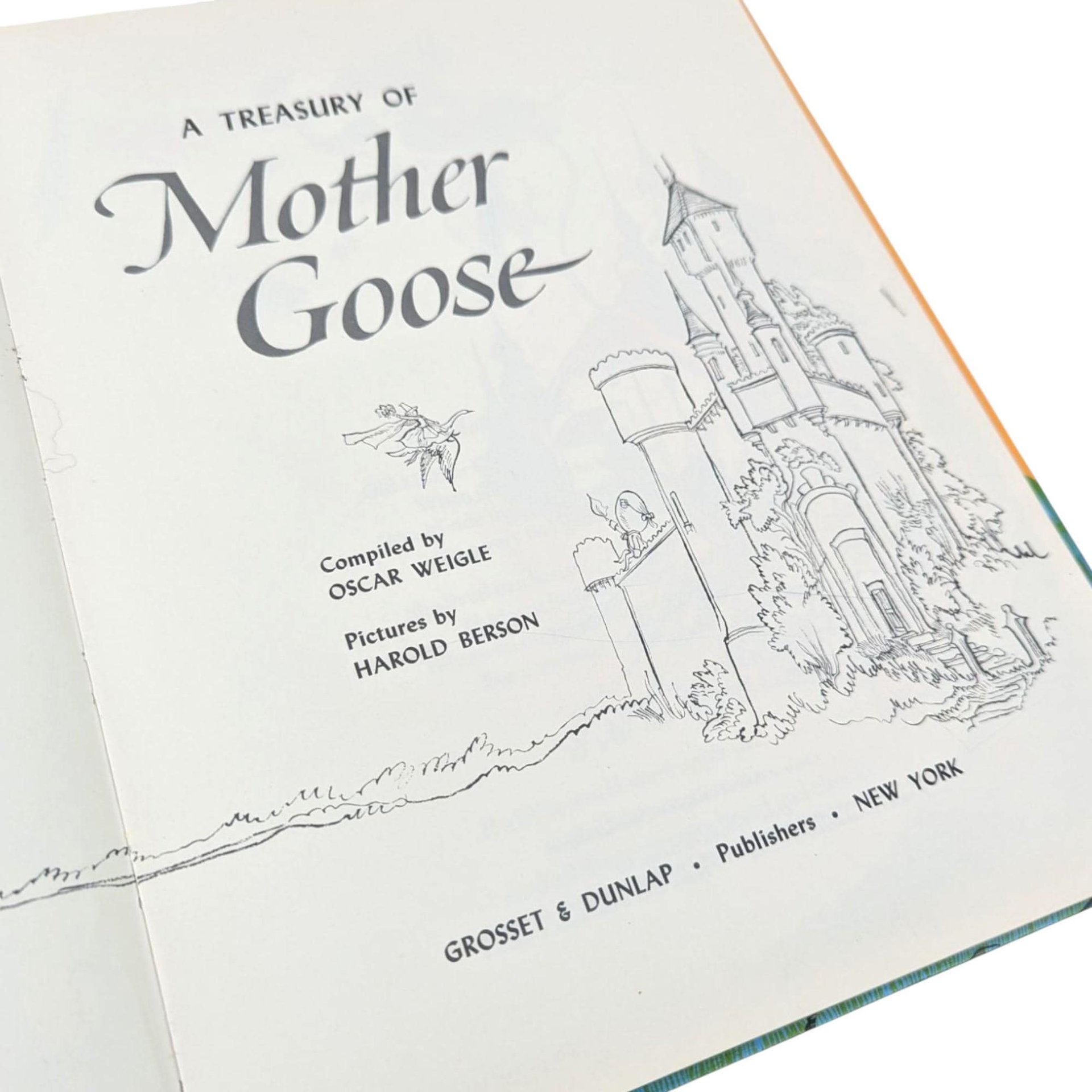 Vintage 1967 Mother Goose Treasury, Harold Berson Illustrations, Classic Nursery Rhymes, Gift for Children