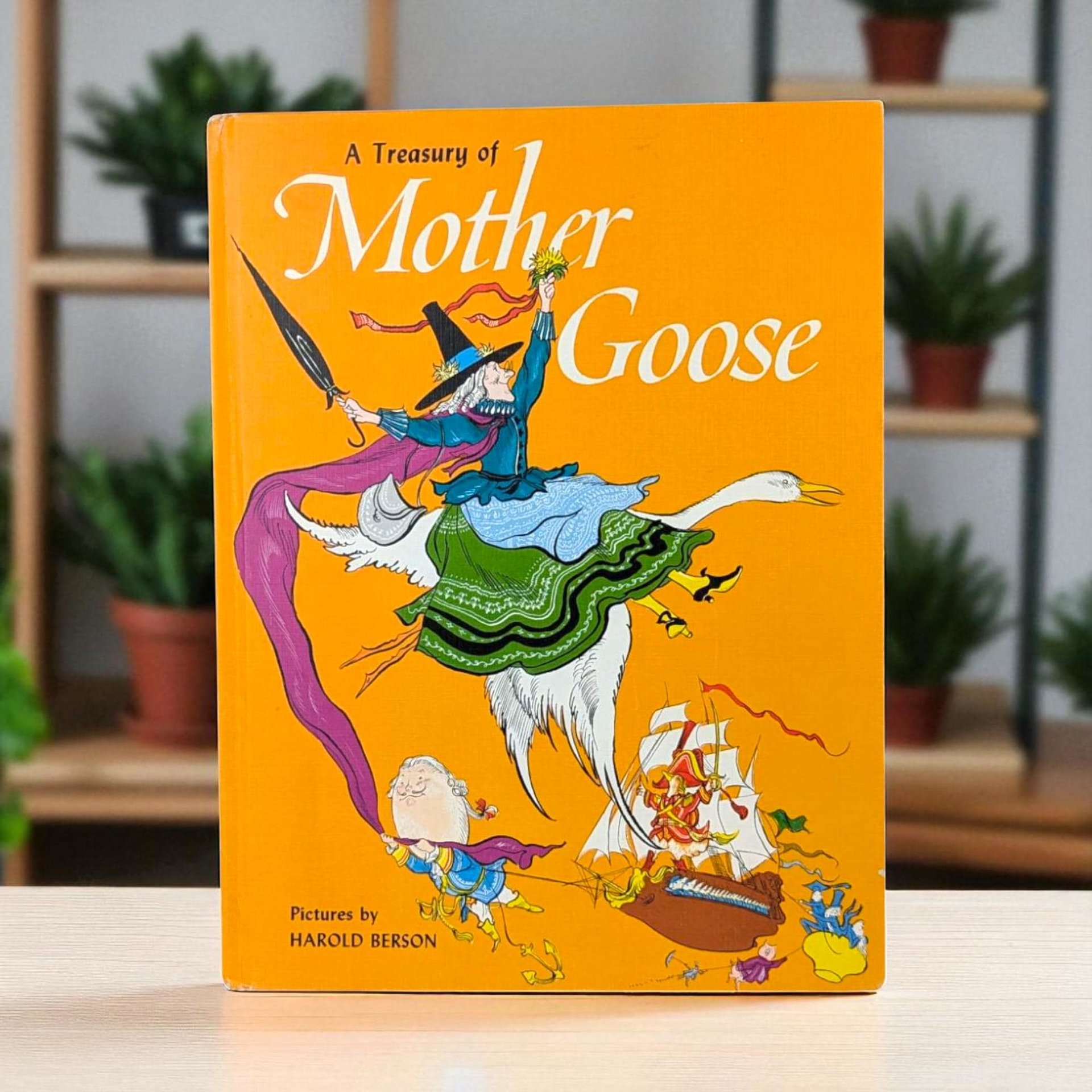 Vintage 1967 Mother Goose Treasury, Harold Berson Illustrations, Classic Nursery Rhymes, Gift for Children