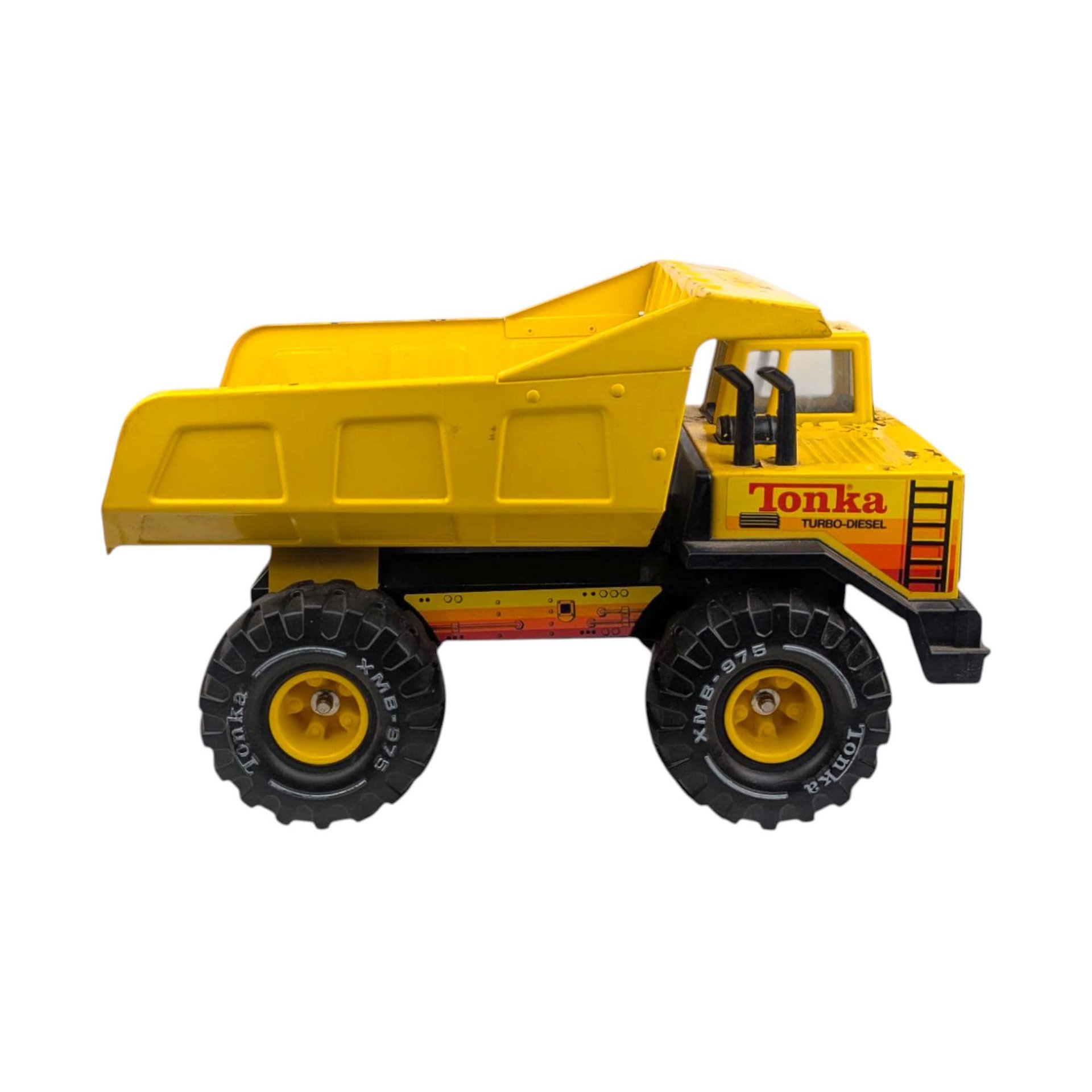 Vintage Yellow Tonka Turbo Diesel Dump Truck Toy, Classic Metal Truck for Collector, Kids Play, Construction Decor