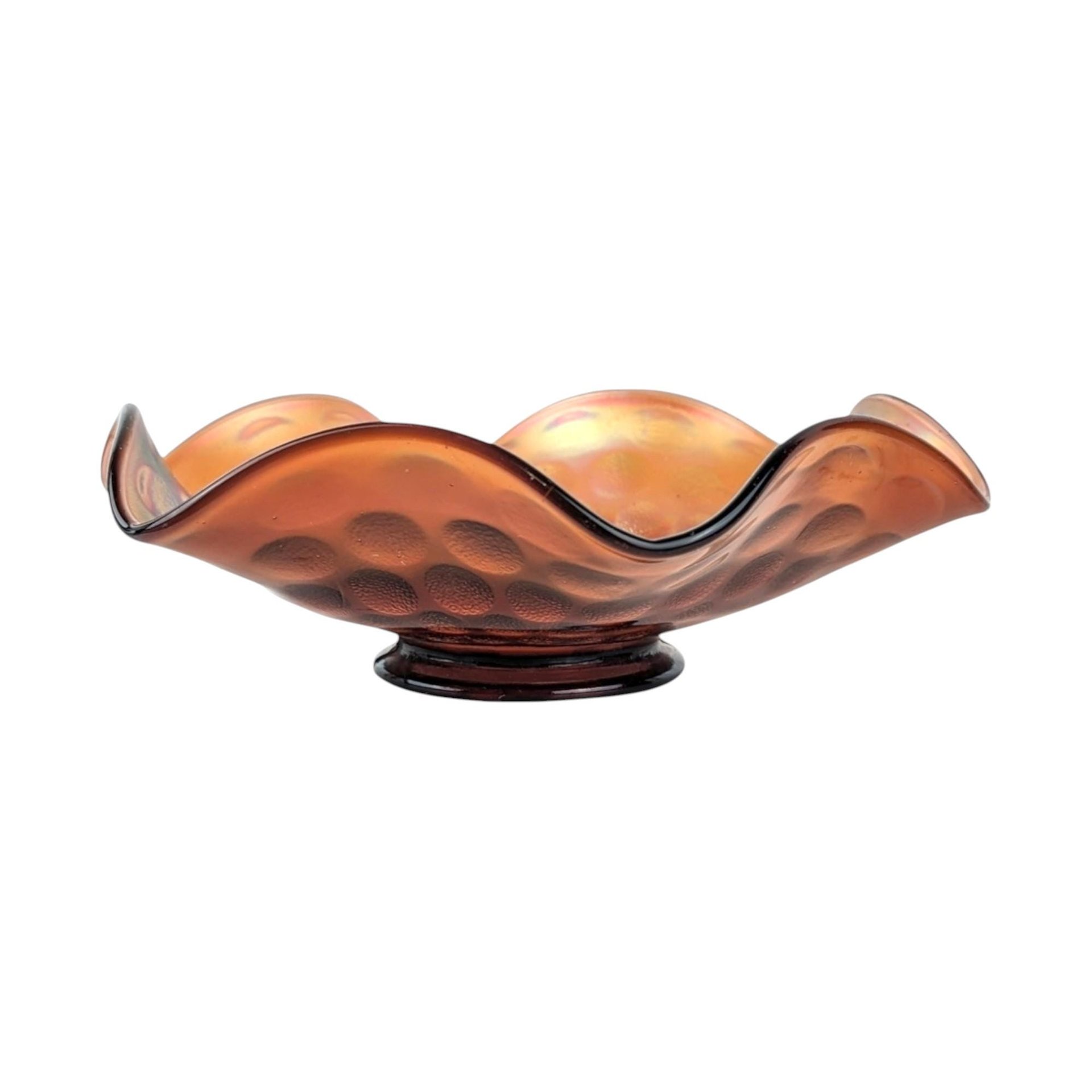 Vintage Fenton Coin Dot Marigold Carnival Glass Bowl | Ruffled Bowl | Iridescent Glass | Collectible Glassware | Home Decor