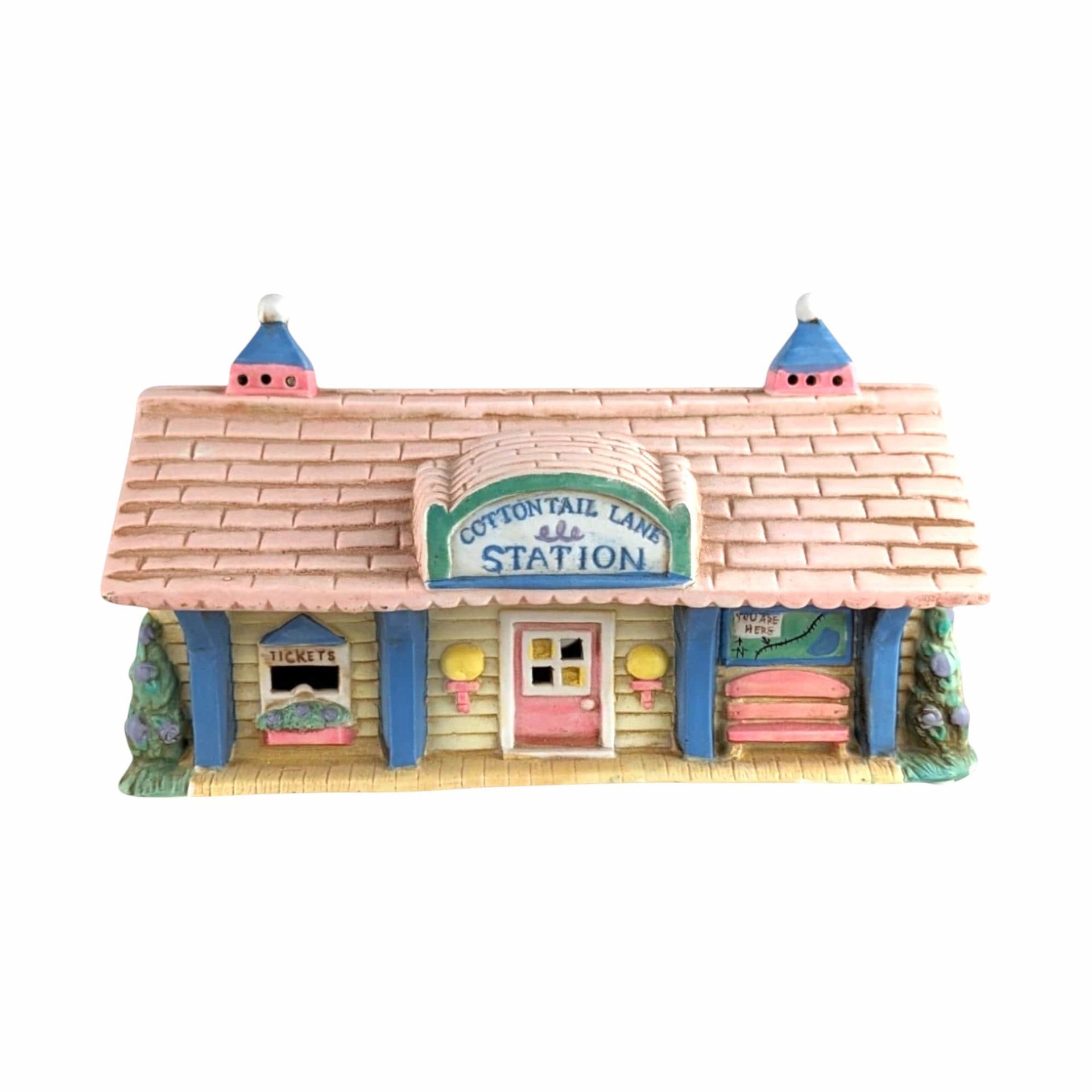Vintage Midwest Cottontail Lane Station Lighted House | Easter Village Decor | Spring Decor | Ceramic House