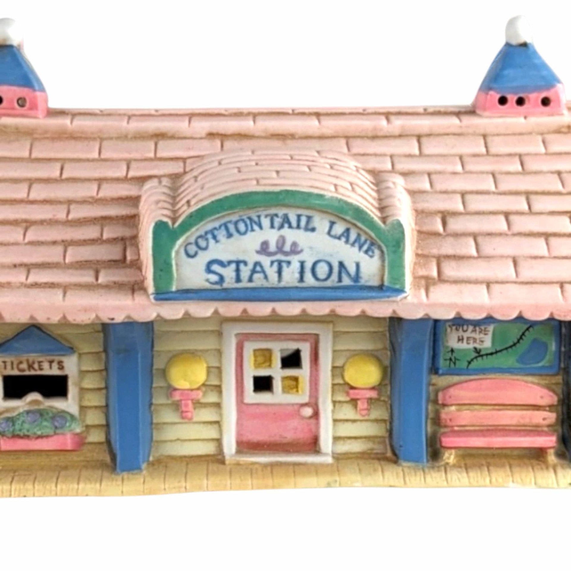 Vintage Midwest Cottontail Lane Station Lighted House | Easter Village Decor | Spring Decor | Ceramic House