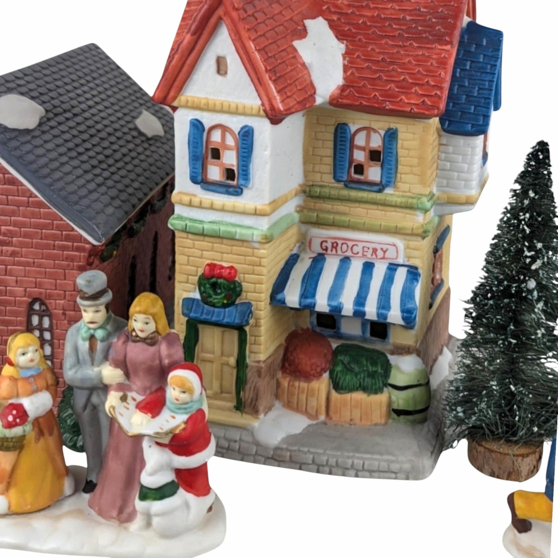 Vintage Dickens Collectibles Porcelain Lighted Houses Set, Christmas Village Display, Holiday Decor, Christmas Decoration