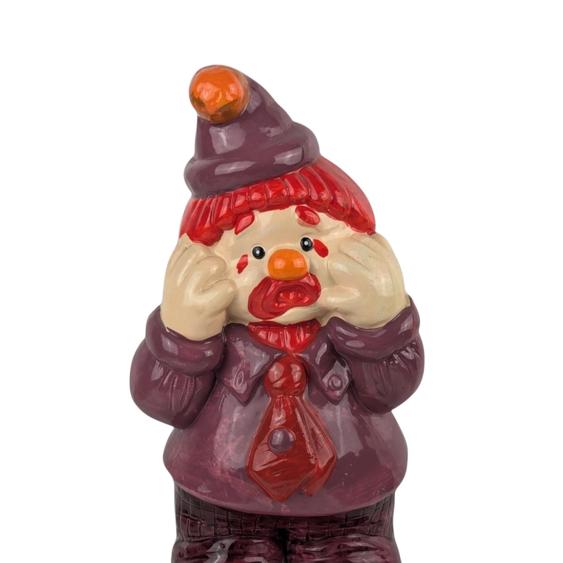 Vintage 1989 Artmark Sad Clown Ceramic Figurine, Collectible Clown Figure, Gift for Clown Collector, 9", Circus Theme