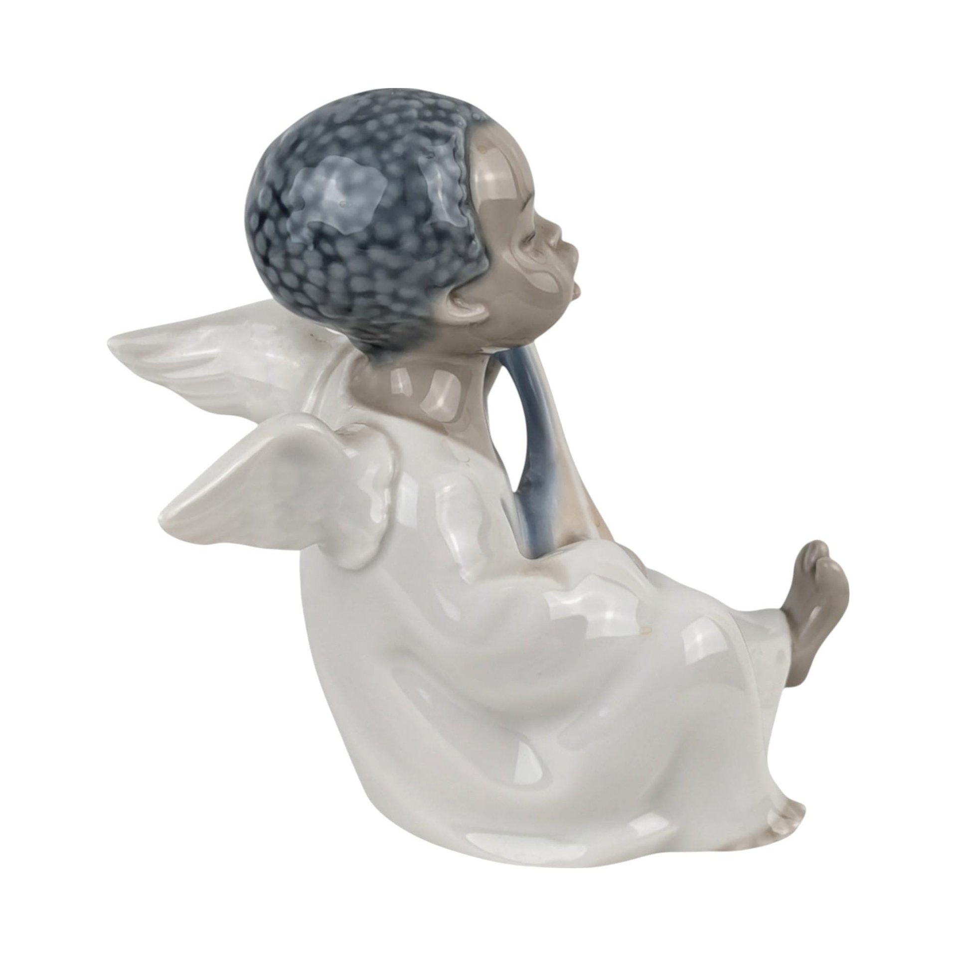 Vintage Lladro Black Legacy Angel Playing Lute Figurine, Cherub Music Angel, Collectible Lladro, Angel Decor, Gift for Music Lover