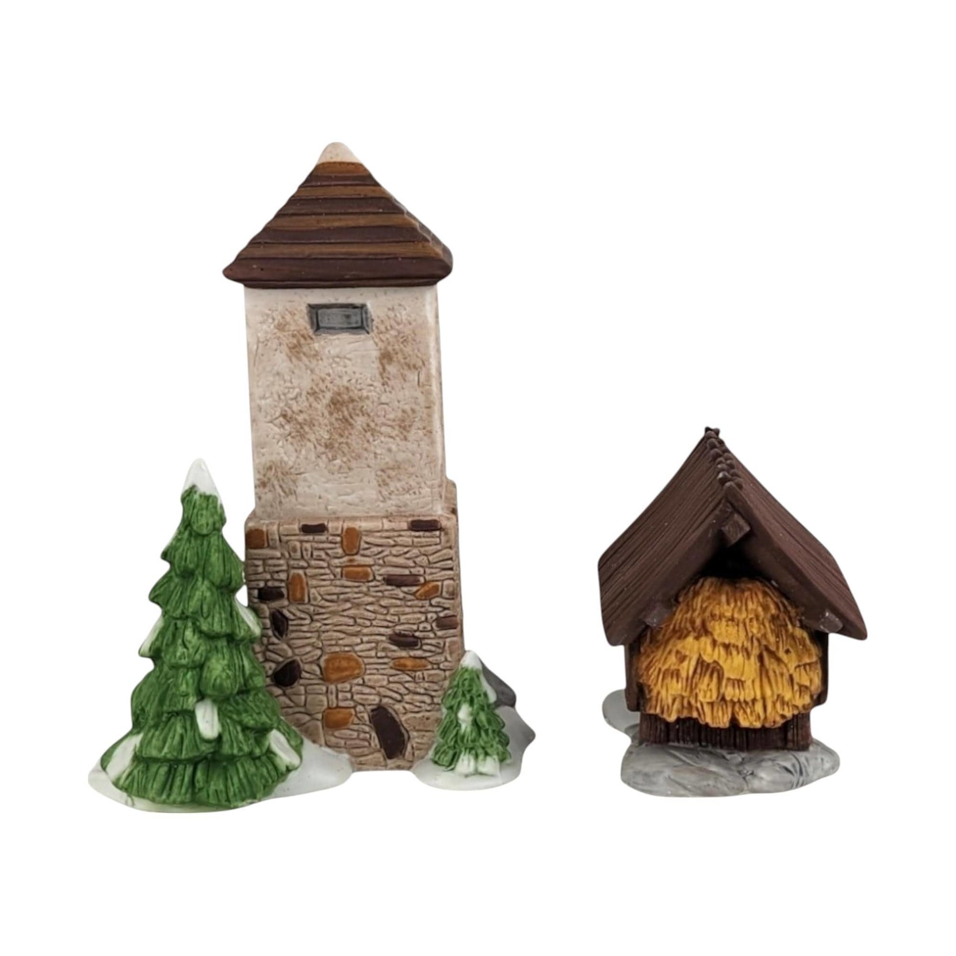 Vintage Dept 56 Silo & Hayshed - Heritage Village Collection #5950-1 - Porcelain Christmas Village - Winter Scene