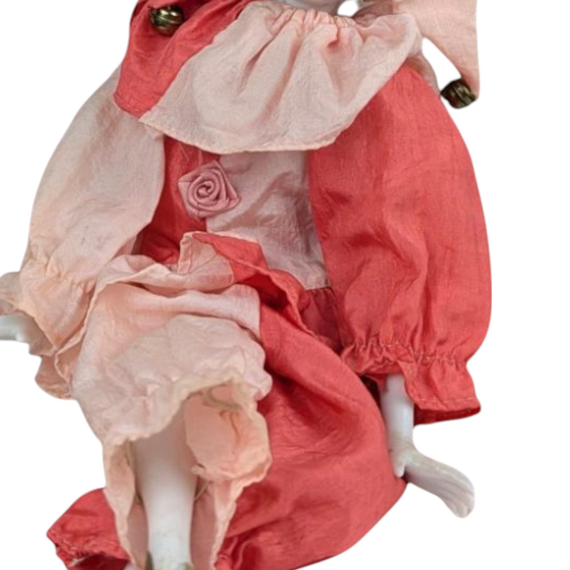 Vintage Posable Jester Doll, 13.5 Inch Porcelain Clown Figure, Display or Gift for Collector, Whimsical Home Decor