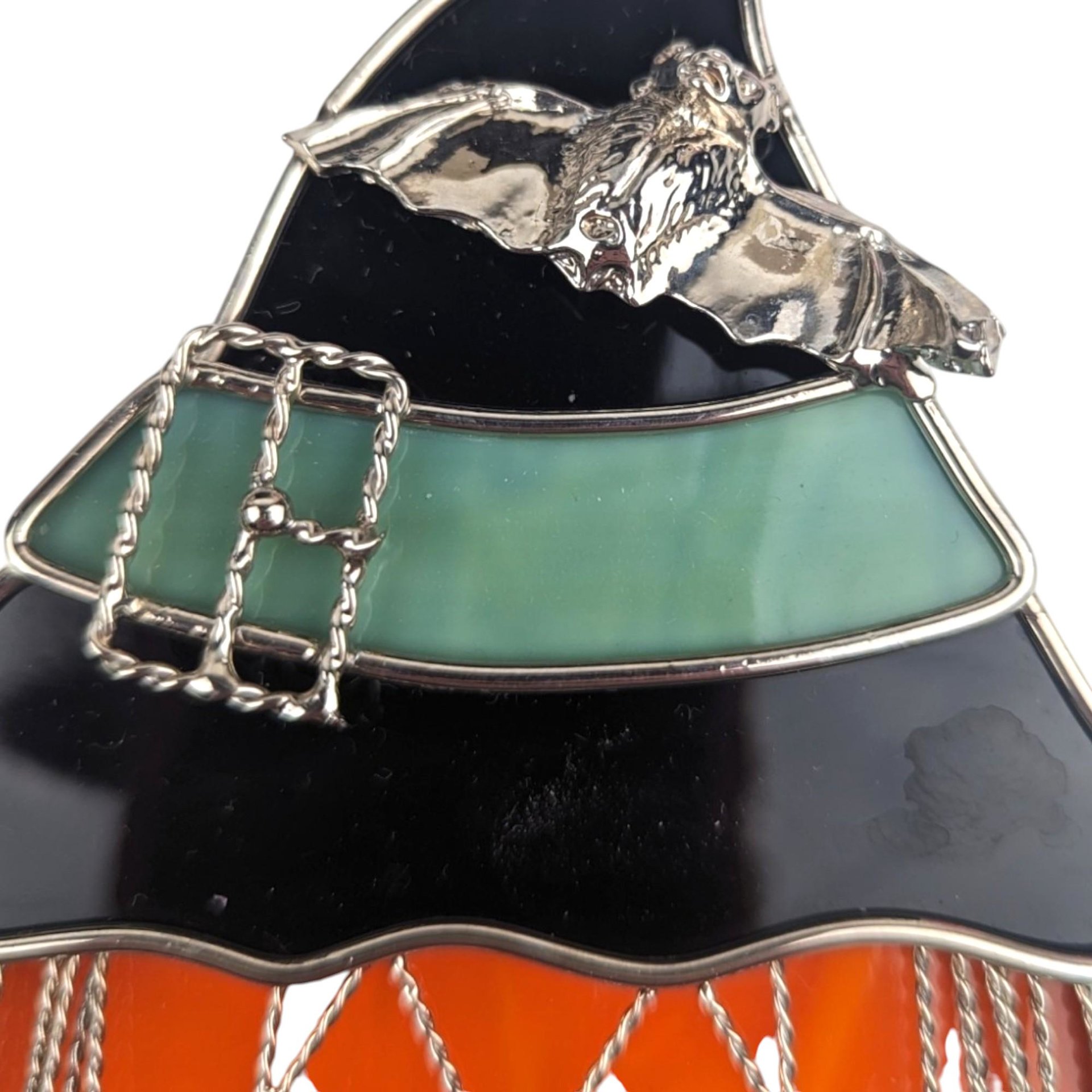 Vintage Stained Glass Jack O' Lantern Suncatcher: Halloween Window Decor