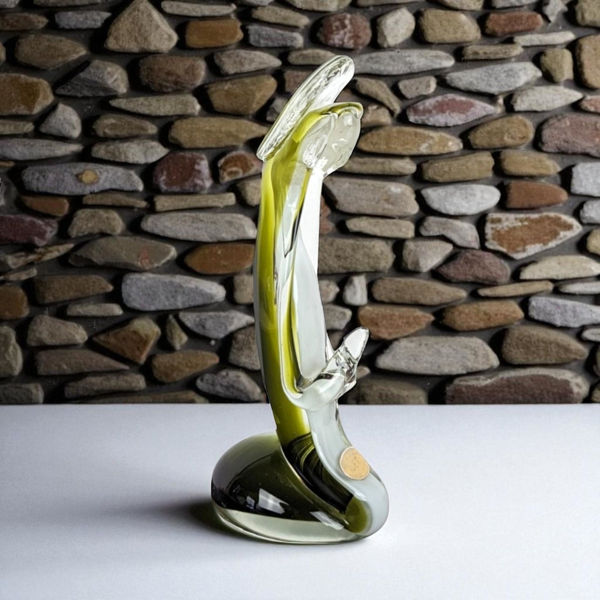 Icet Venezuela Murano Glass Praying Figurine, Green Art Glass Sculpture, Religious Figurine, Vintage Home Decor