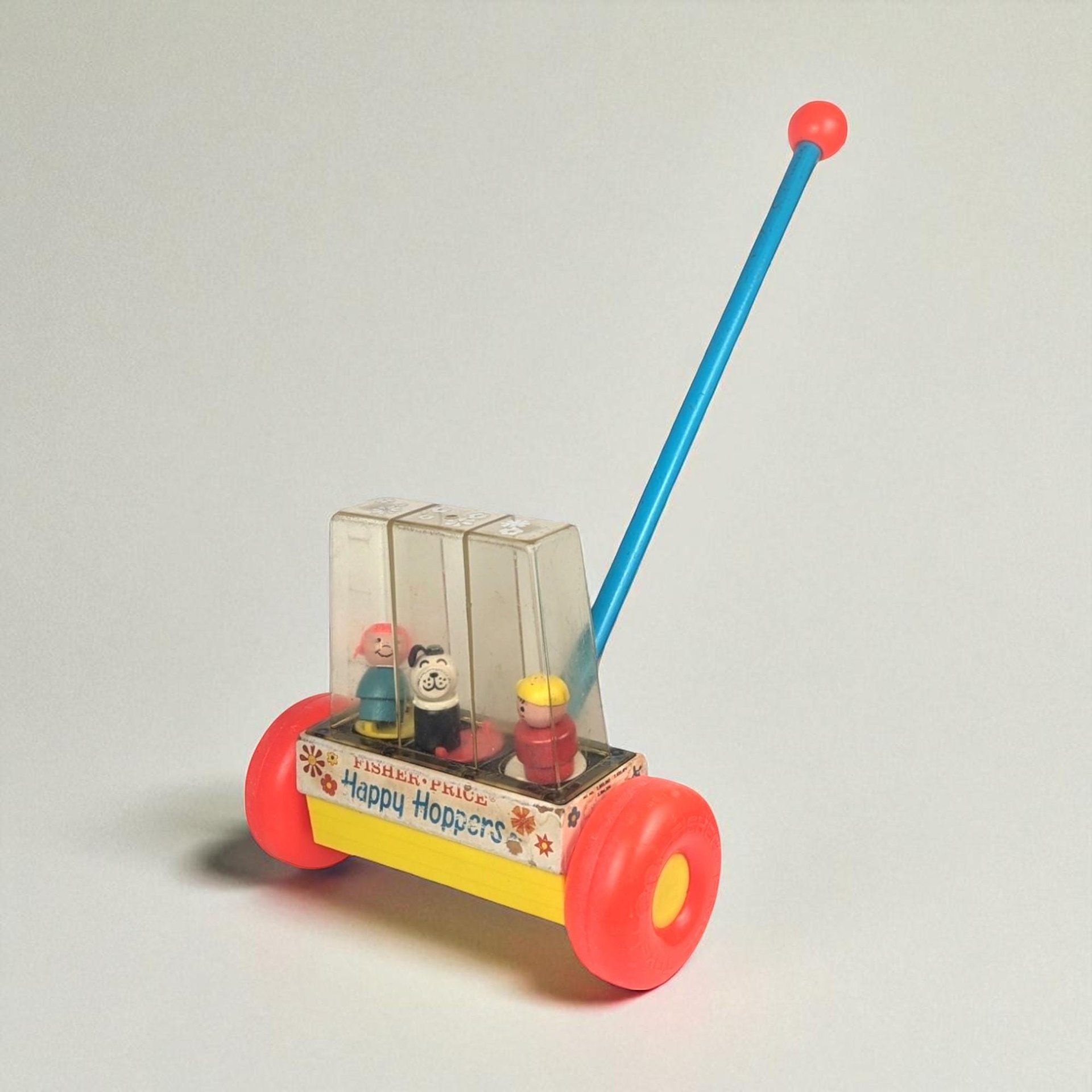 Vintage 1969 Fisher Price Happy Hoppers Push Toy - Classic Toddler Walking Toy - Collectible Mid Century Modern Toy