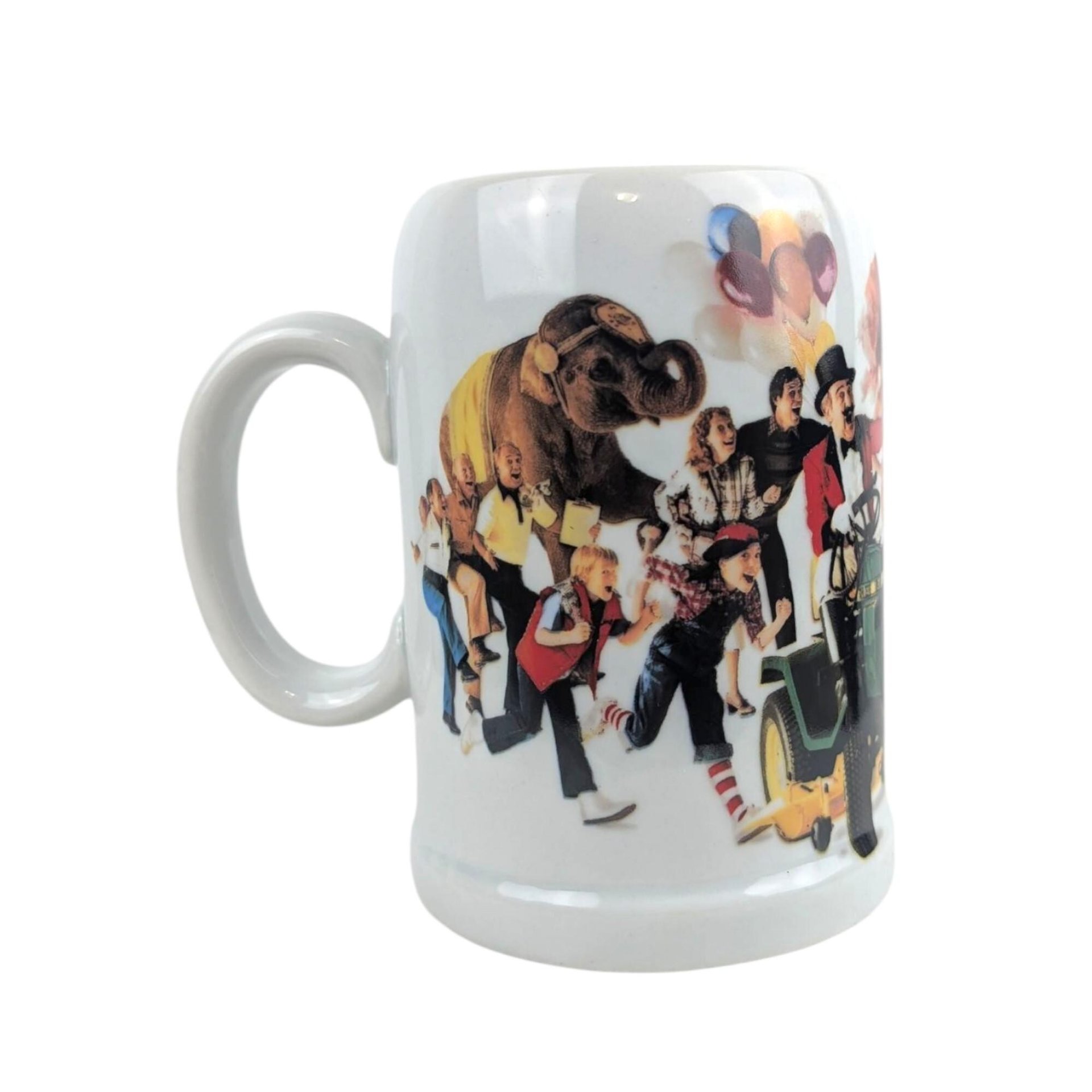 Vintage 1983 John Deere Circus Mug: Collectible Tractor Advertising Coffee Cup